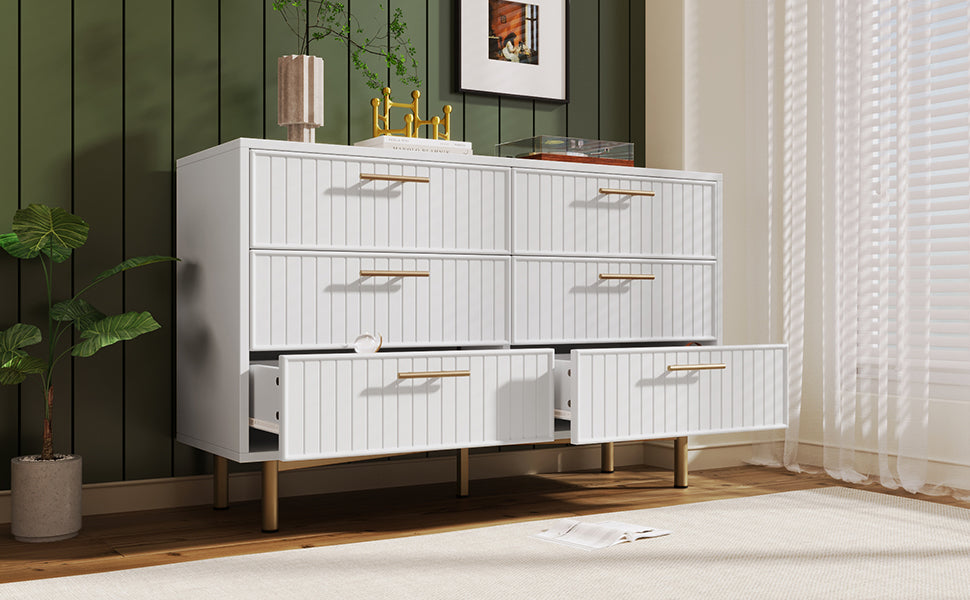 Logidon loading box with 6 drawers white 120x40x75 cm elegant chest of drawers