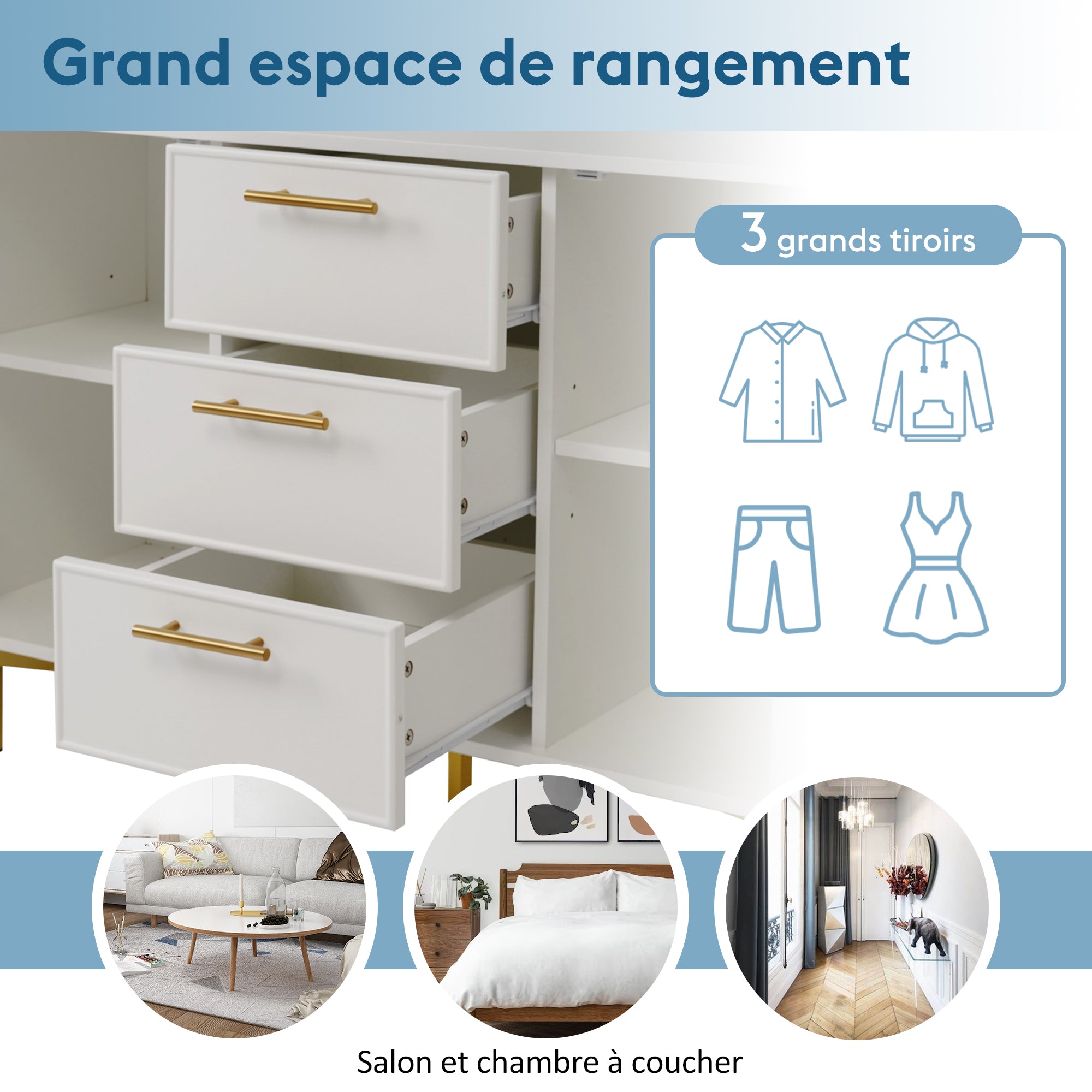 Logidon ladekast wit met 2 deuren verstelbare plank H75xB120xD40 cm