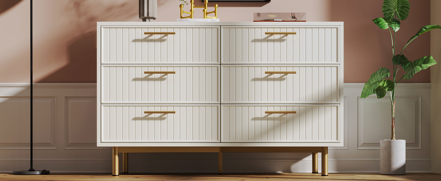 Logidon loading box with 6 drawers white 120x40x75 cm elegant chest of drawers