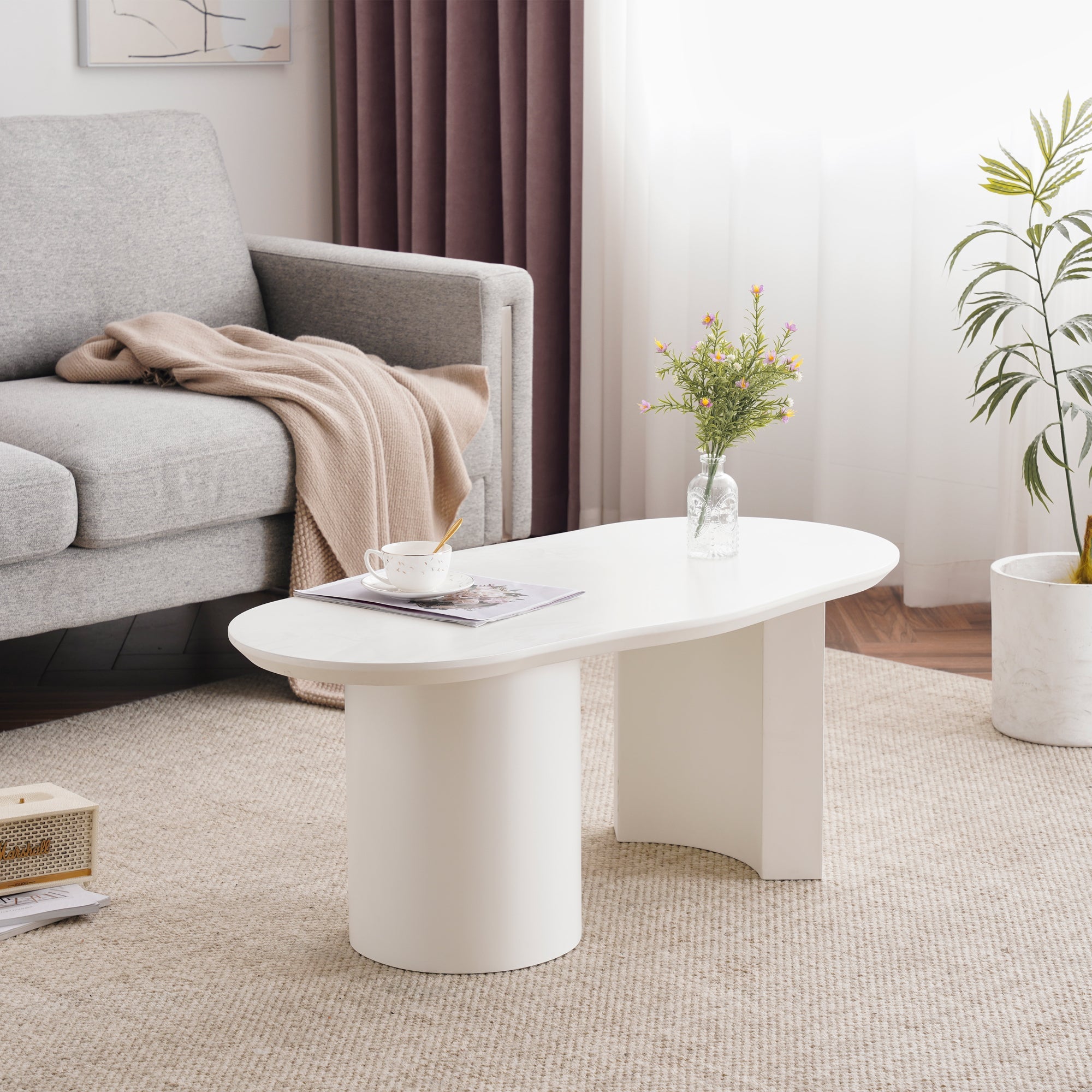 Logidon witte onregelmatige salontafel 100 cm MDF gelakt oppervlak