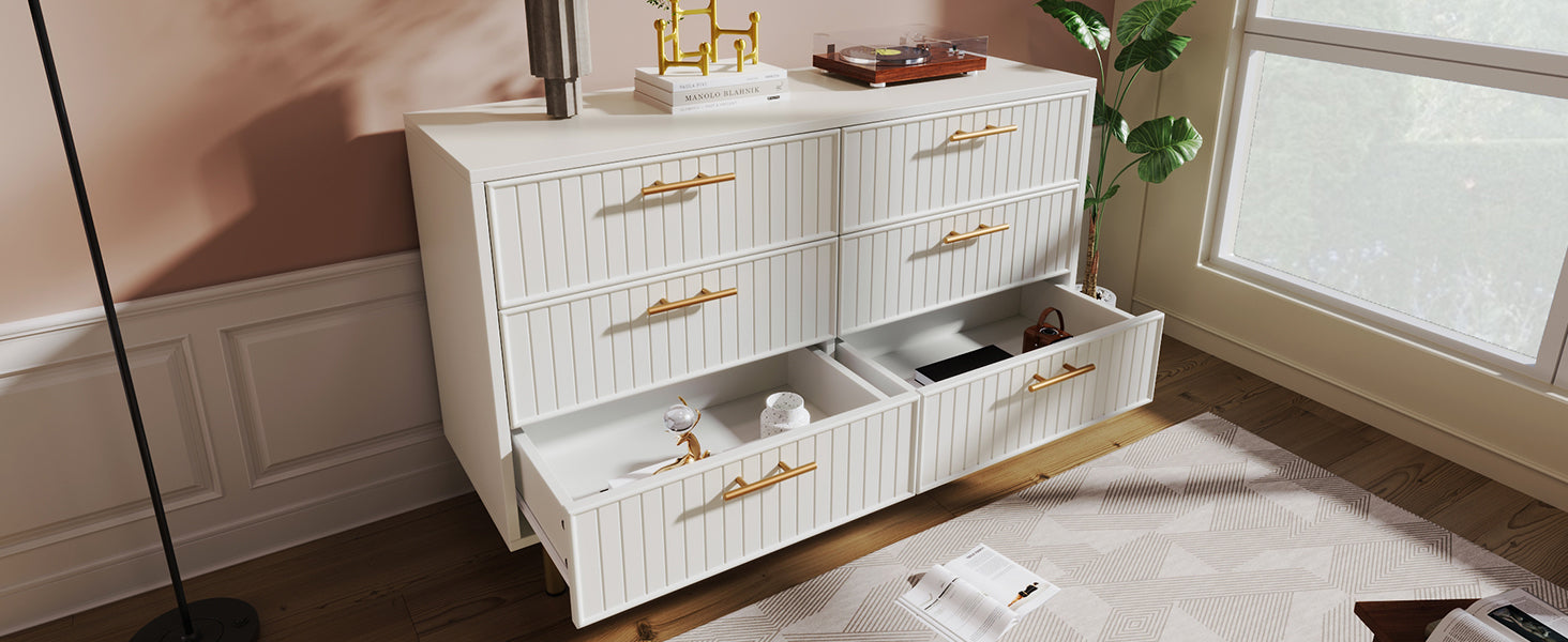 Logidon loading box with 6 drawers white 120x40x75 cm elegant chest of drawers