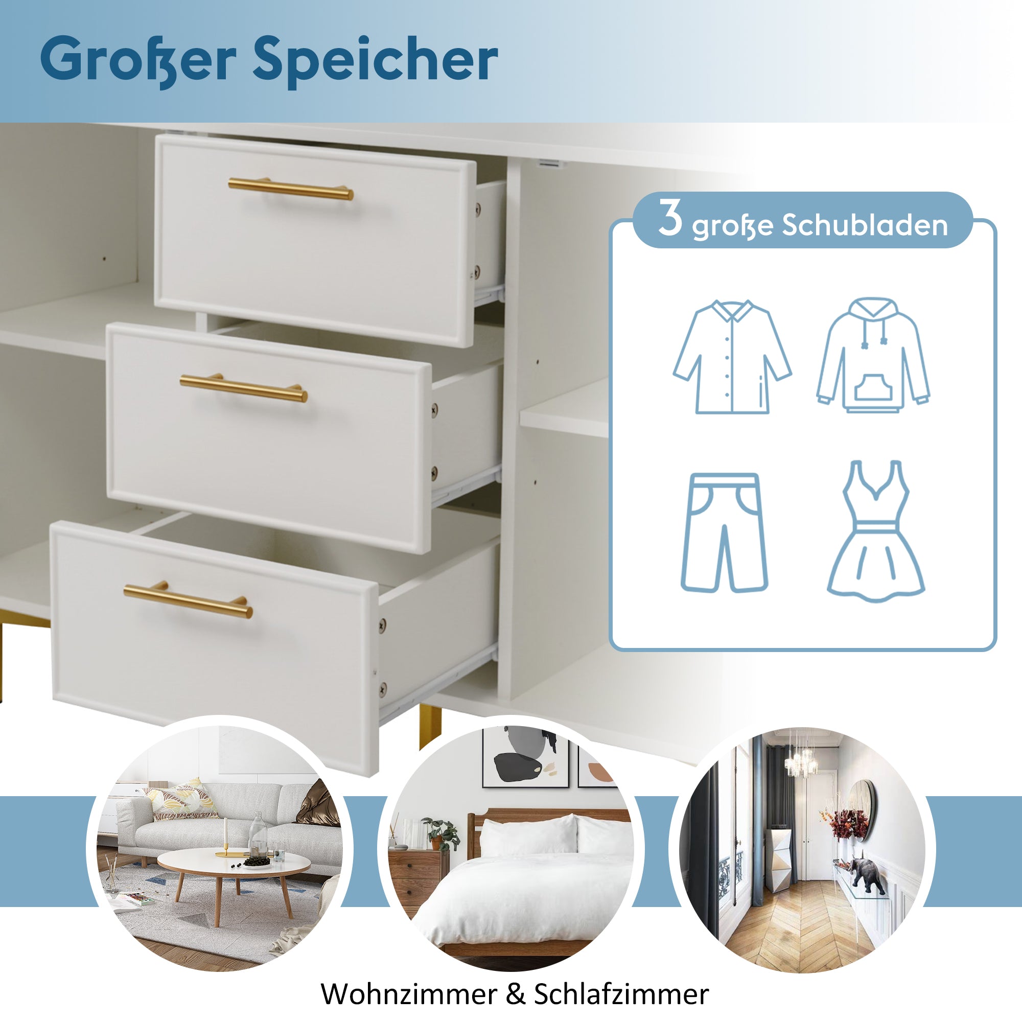 Logidon ladekast wit met 2 deuren verstelbare plank H75xB120xD40 cm