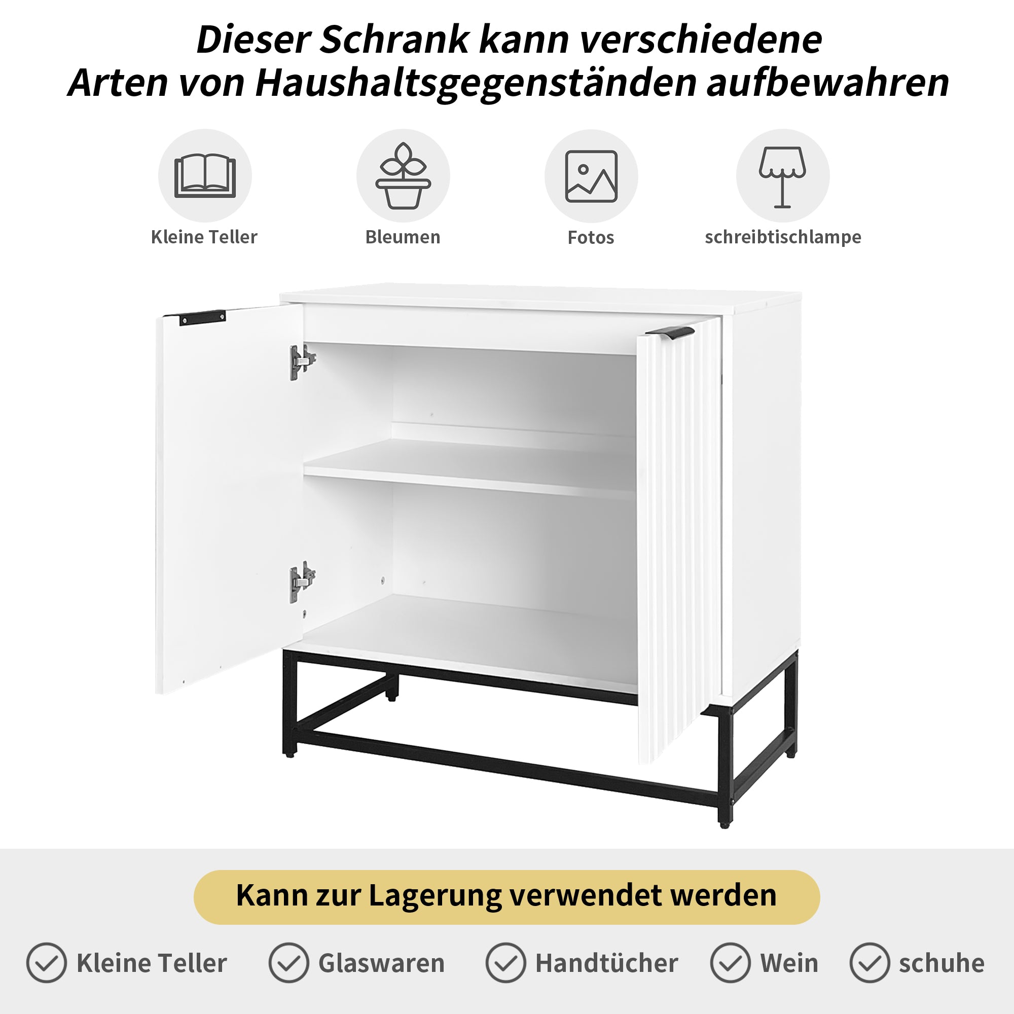Logidon Modern Dressoir Wit B80 D40 H80 Cm 2 Deurs