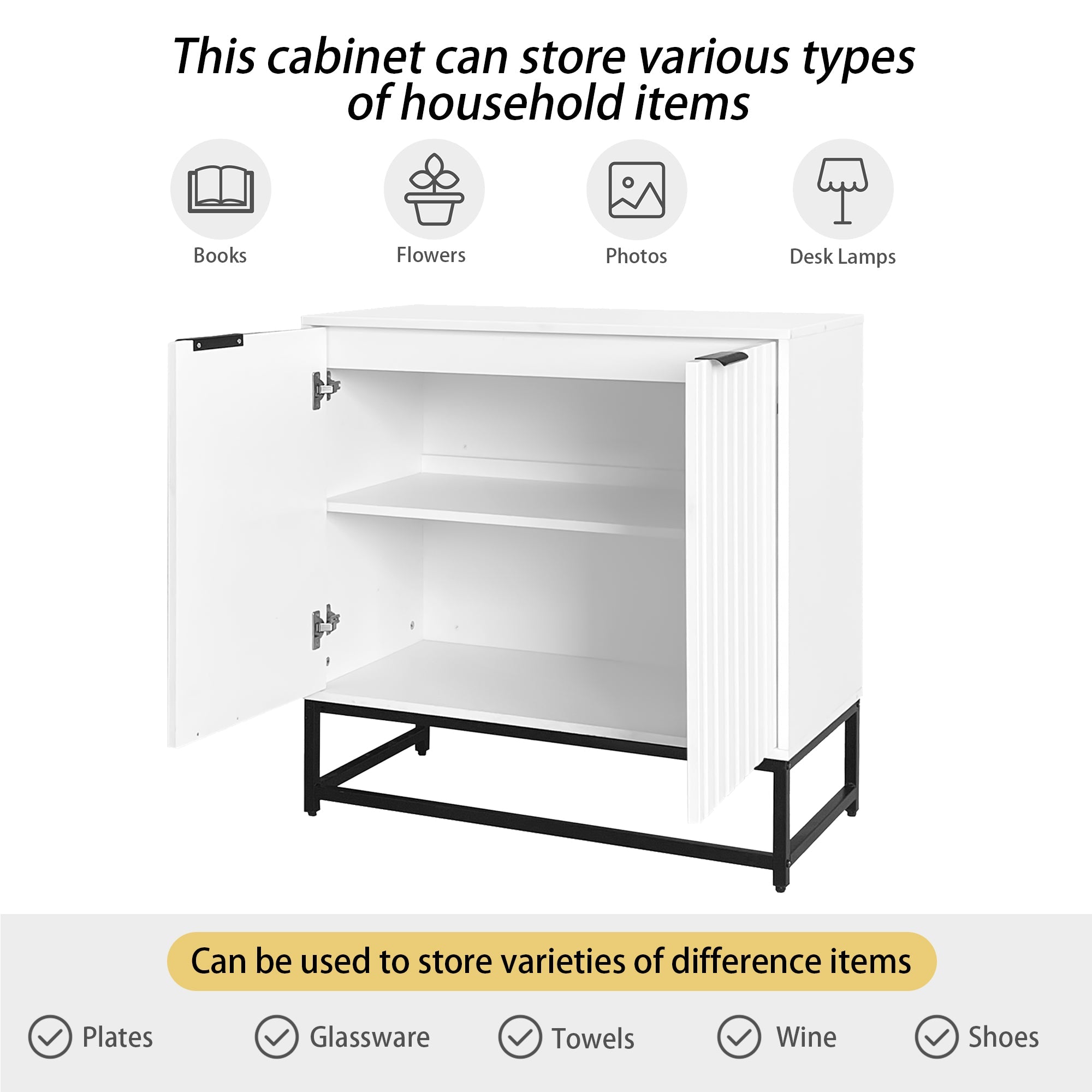 Logidon Modern Dressoir Wit B80 D40 H80 Cm 2 Deurs