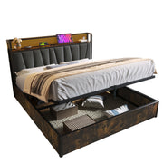 Logidon gestoffeerd bed metalen bed LED App-Control 160x200 grijs