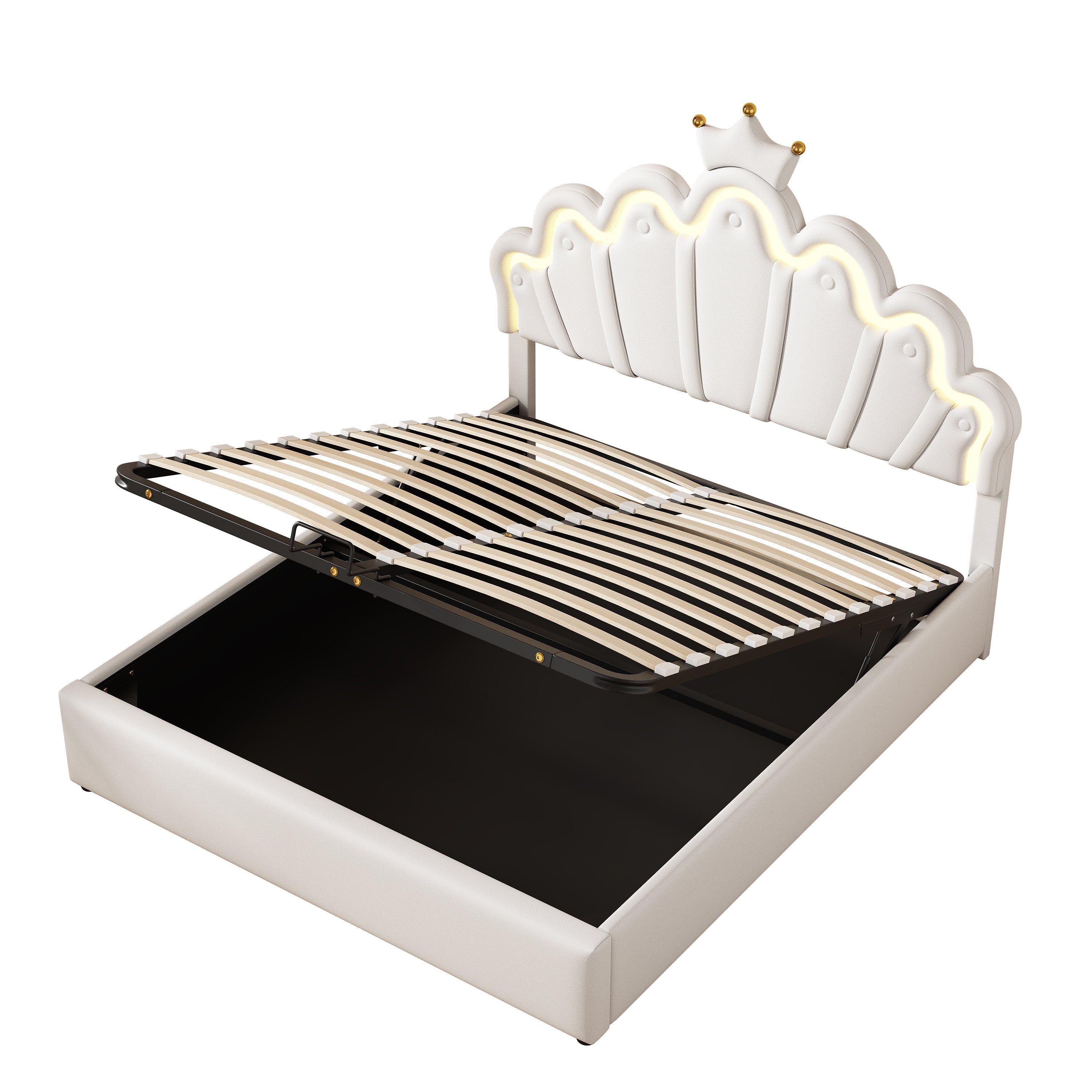 Logidon Princess bed 140x200 wit met kroonlijstverlichting