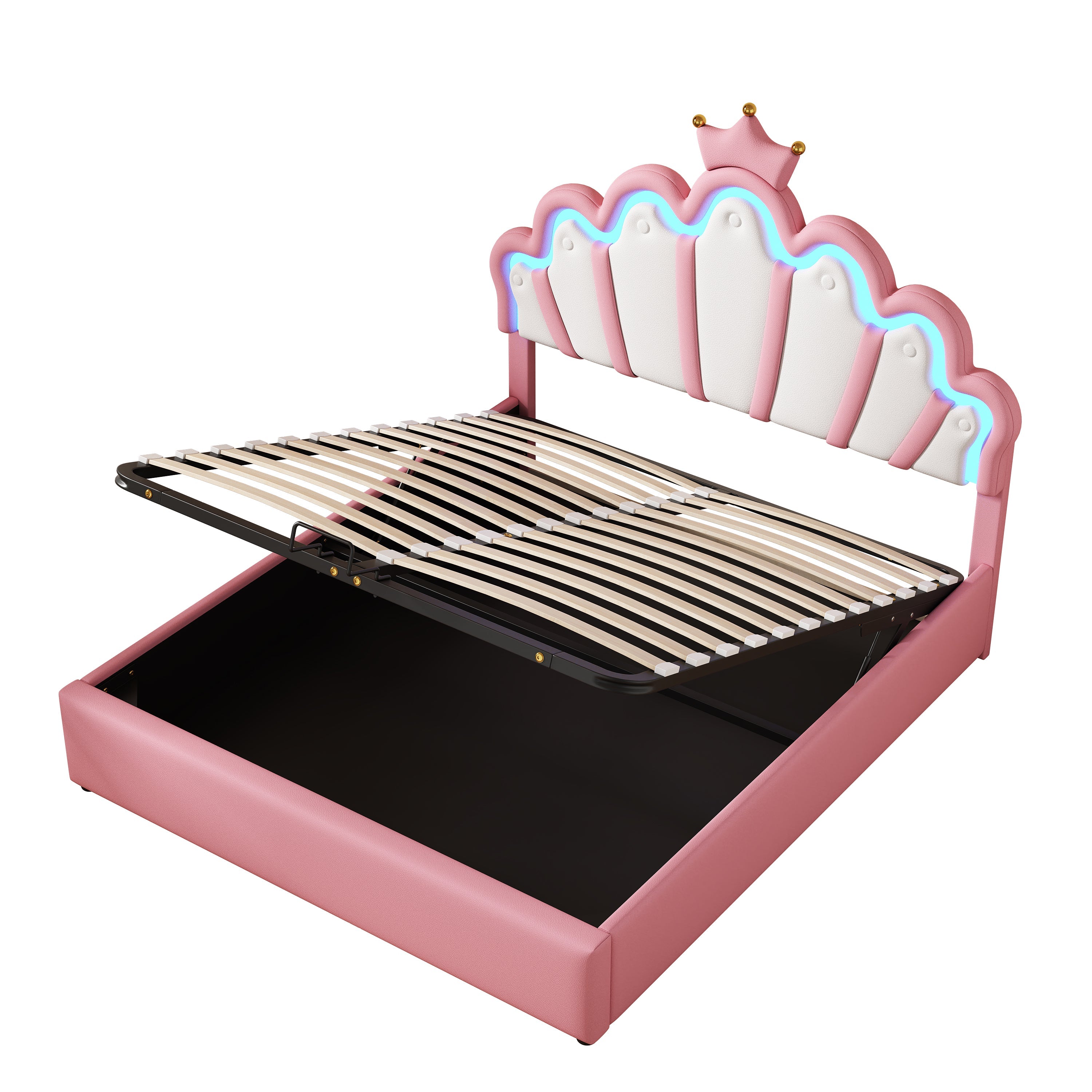 Logidon prinsessenbed 140x200 cm roze met verstelbare LED-verlichting