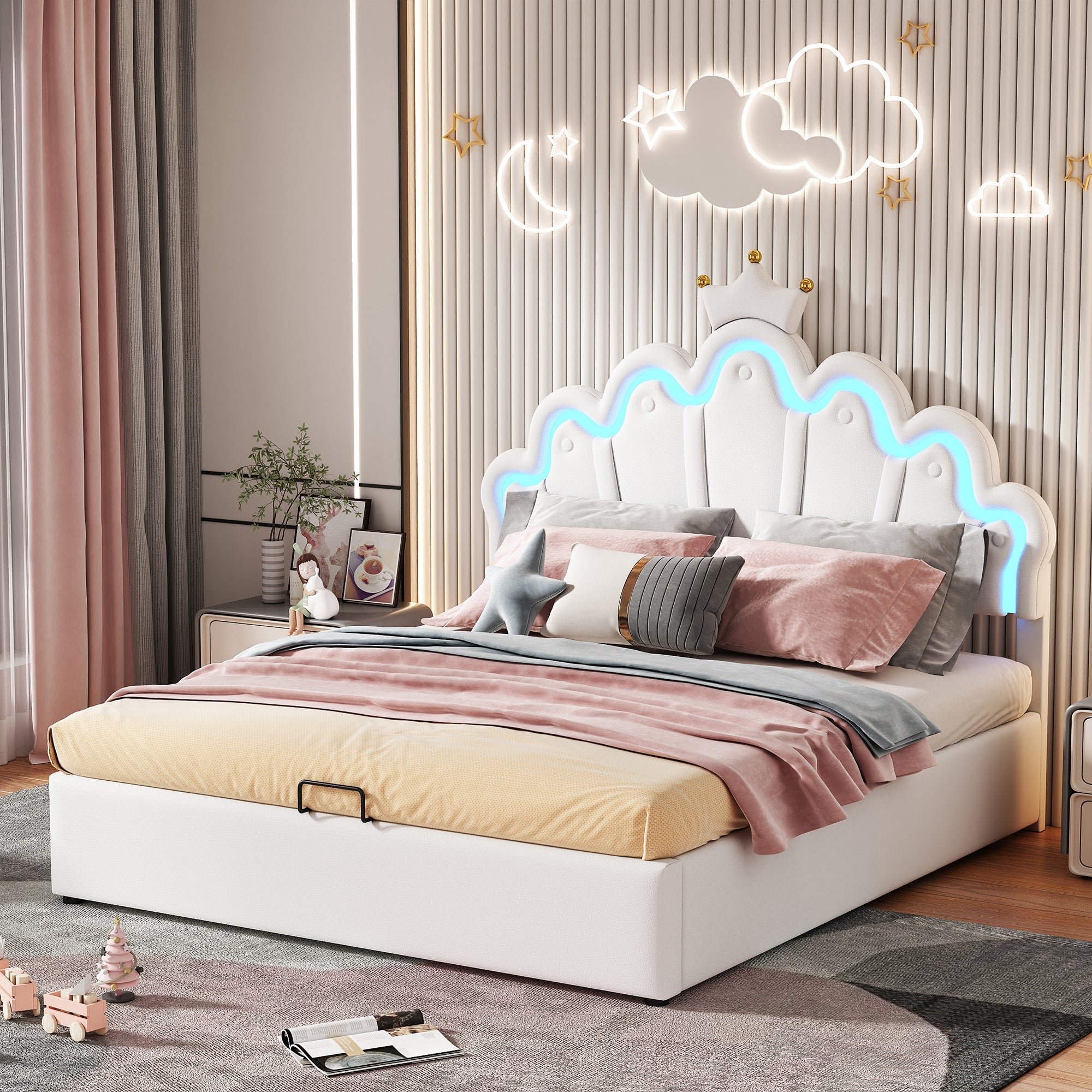 Logidon Princess bed 140x200 wit met kroonlijstverlichting