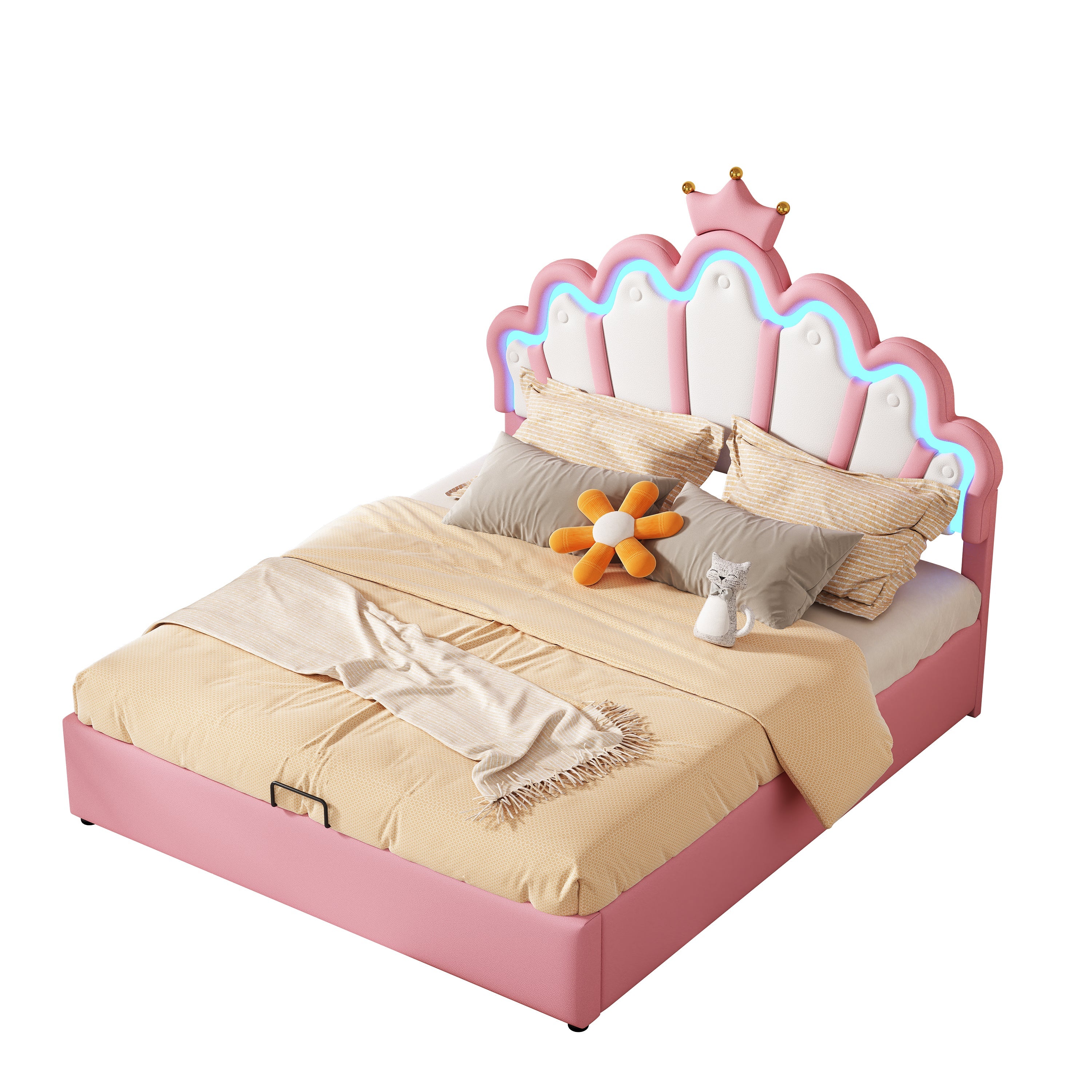 Logidon prinsessenbed 140x200 cm roze met verstelbare LED-verlichting