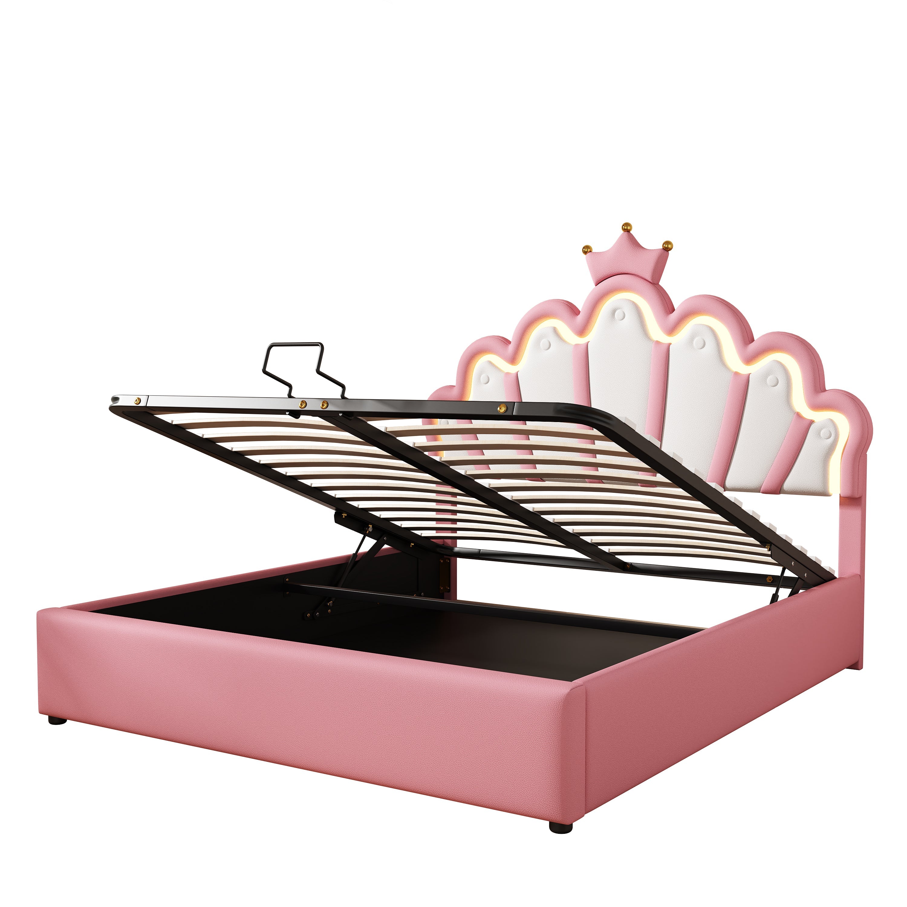 Logidon prinsessenbed 140x200 cm roze met verstelbare LED-verlichting