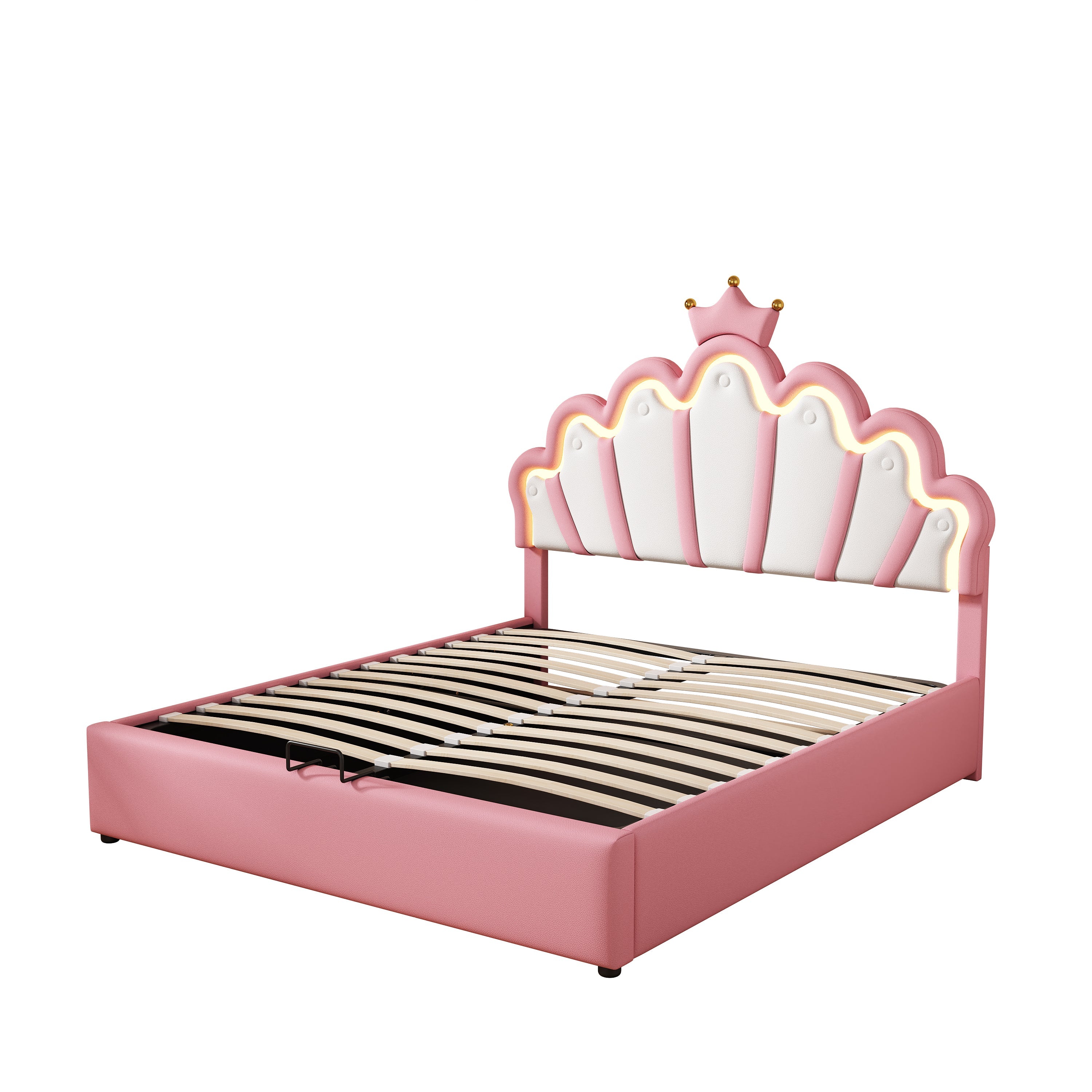 Logidon prinsessenbed 140x200 cm roze met verstelbare LED-verlichting