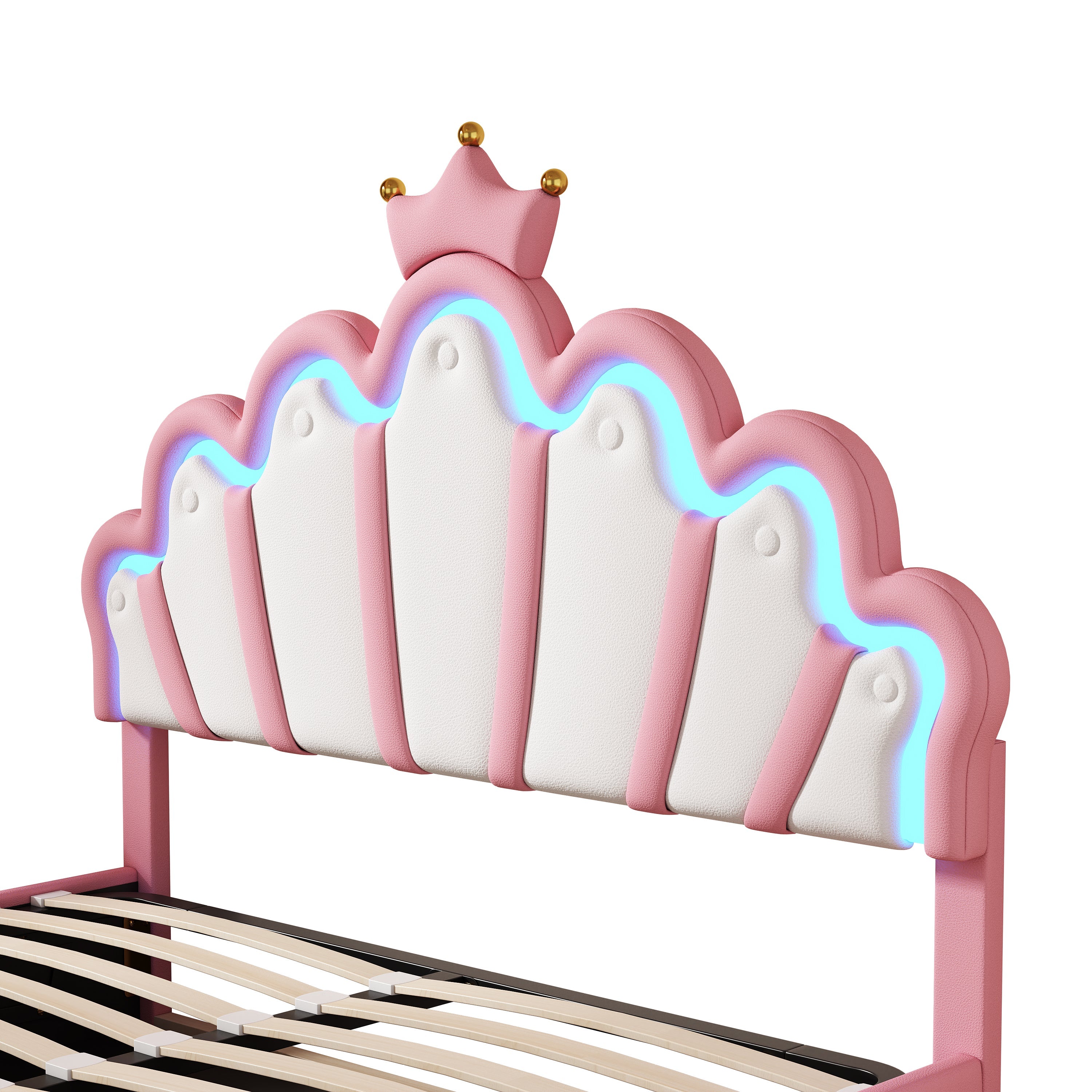 Logidon prinsessenbed 140x200 cm roze met verstelbare LED-verlichting
