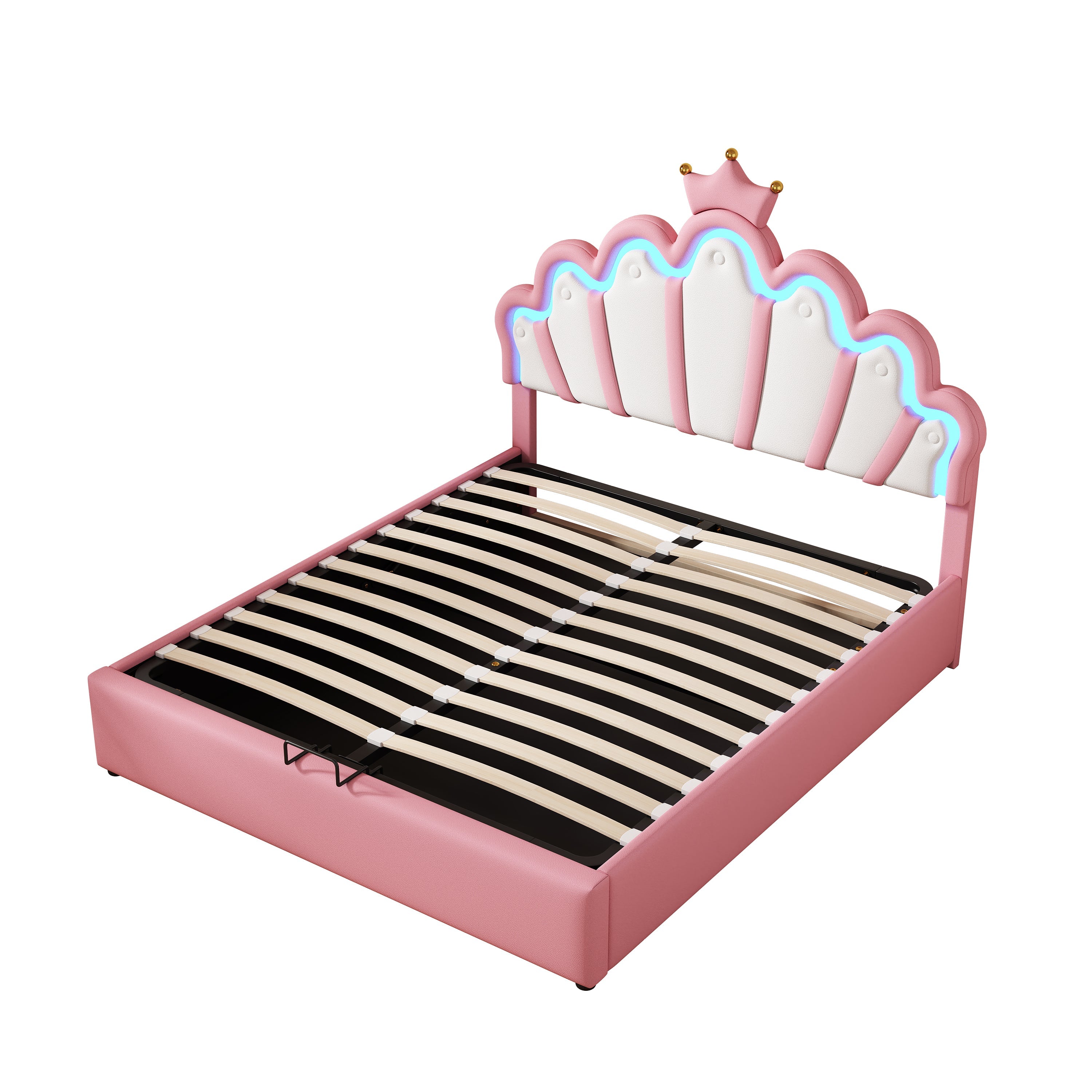 Logidon prinsessenbed 140x200 cm roze met verstelbare LED-verlichting