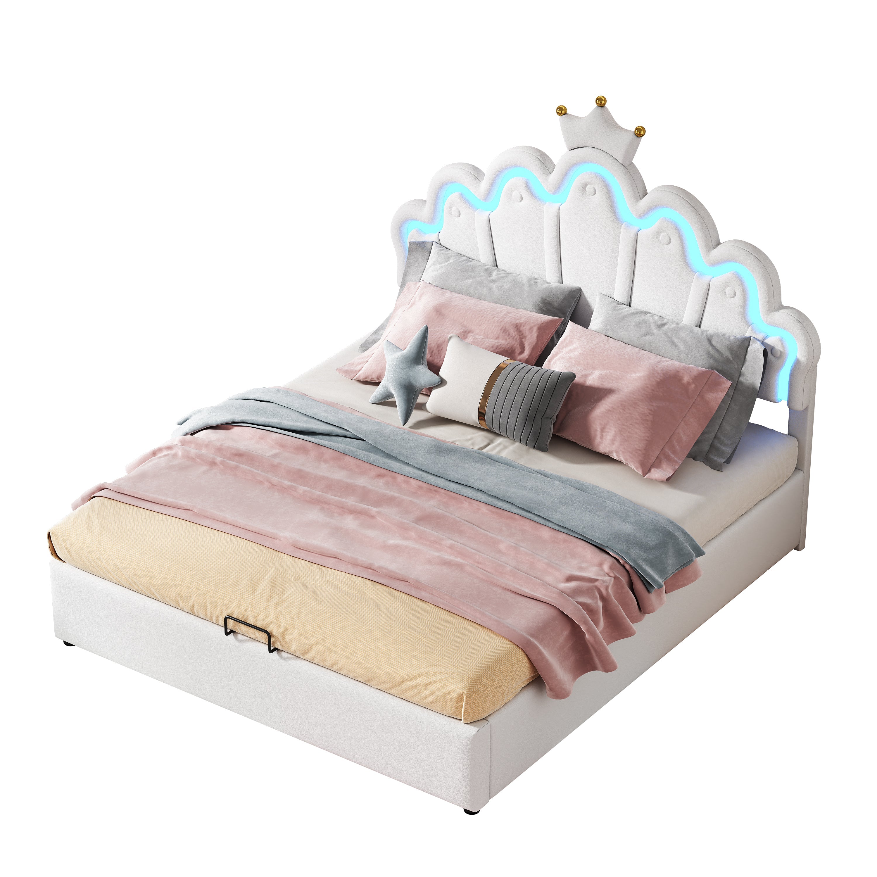 Logidon Princess bed 140x200 wit met kroonlijstverlichting