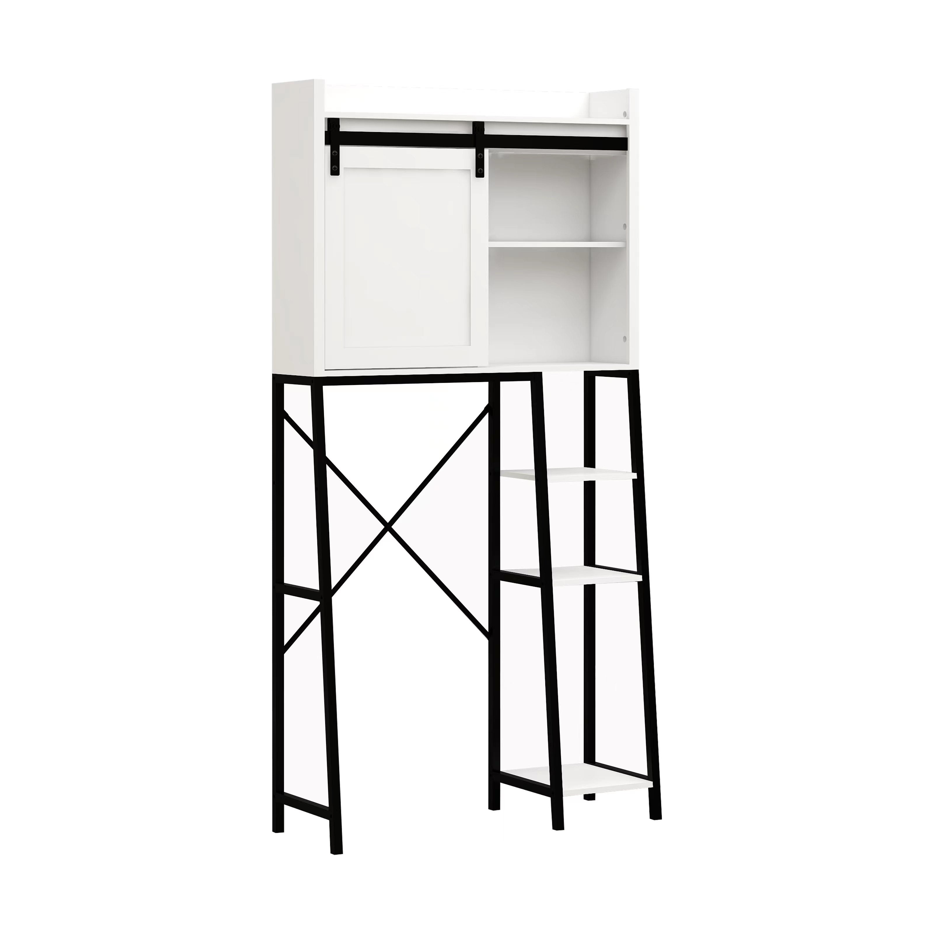 Logidon Boventoiletopbergkast Witte schuifdeur met verstelbare planken