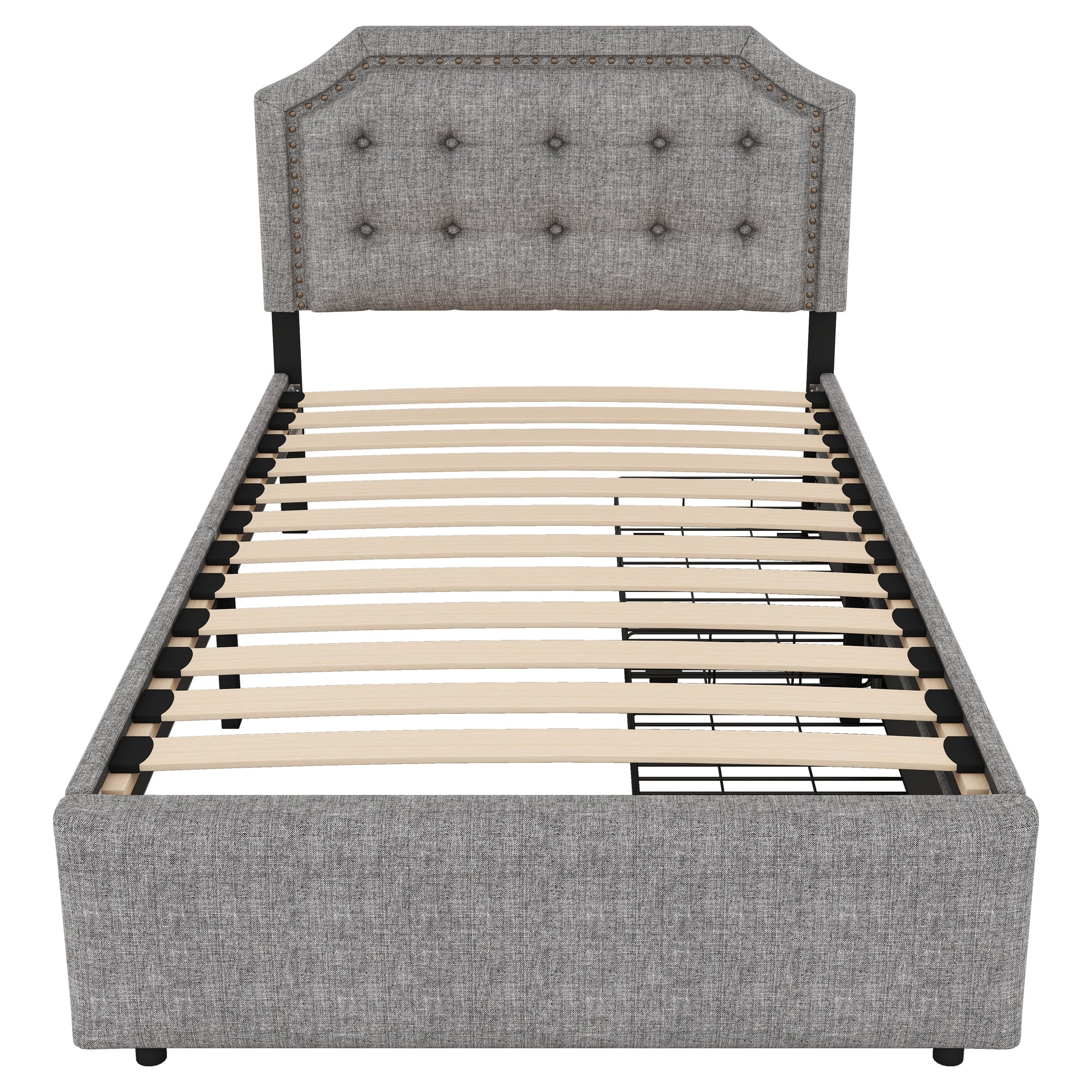 Logidon 90x200 cm gewatteerd bed grijs met opberglades