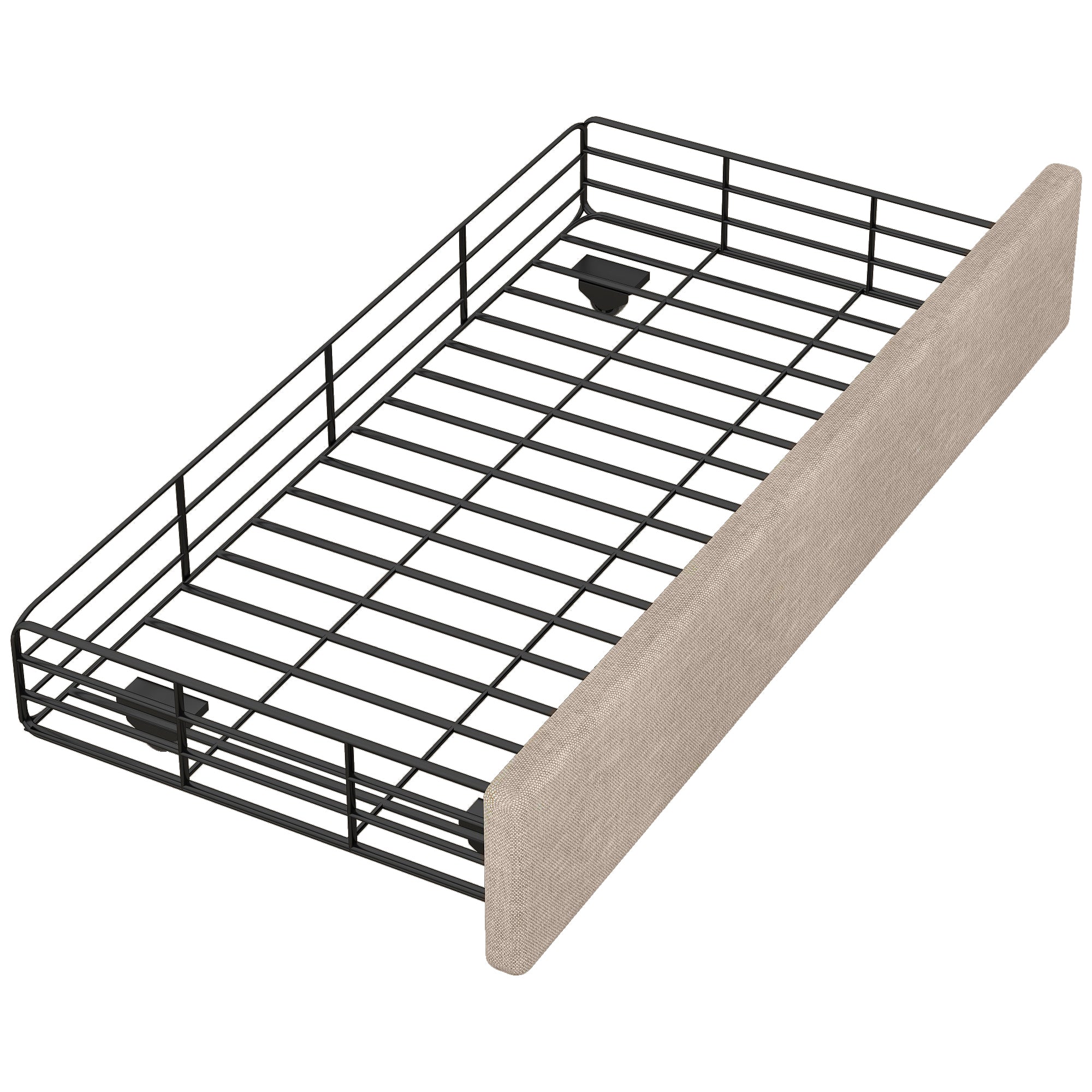 Logidon 90x200 cm gewatteerd bed donkerbeige dubbele lades