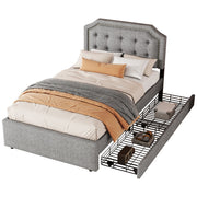 Logidon 90x200 cm gewatteerd bed grijs met opberglades