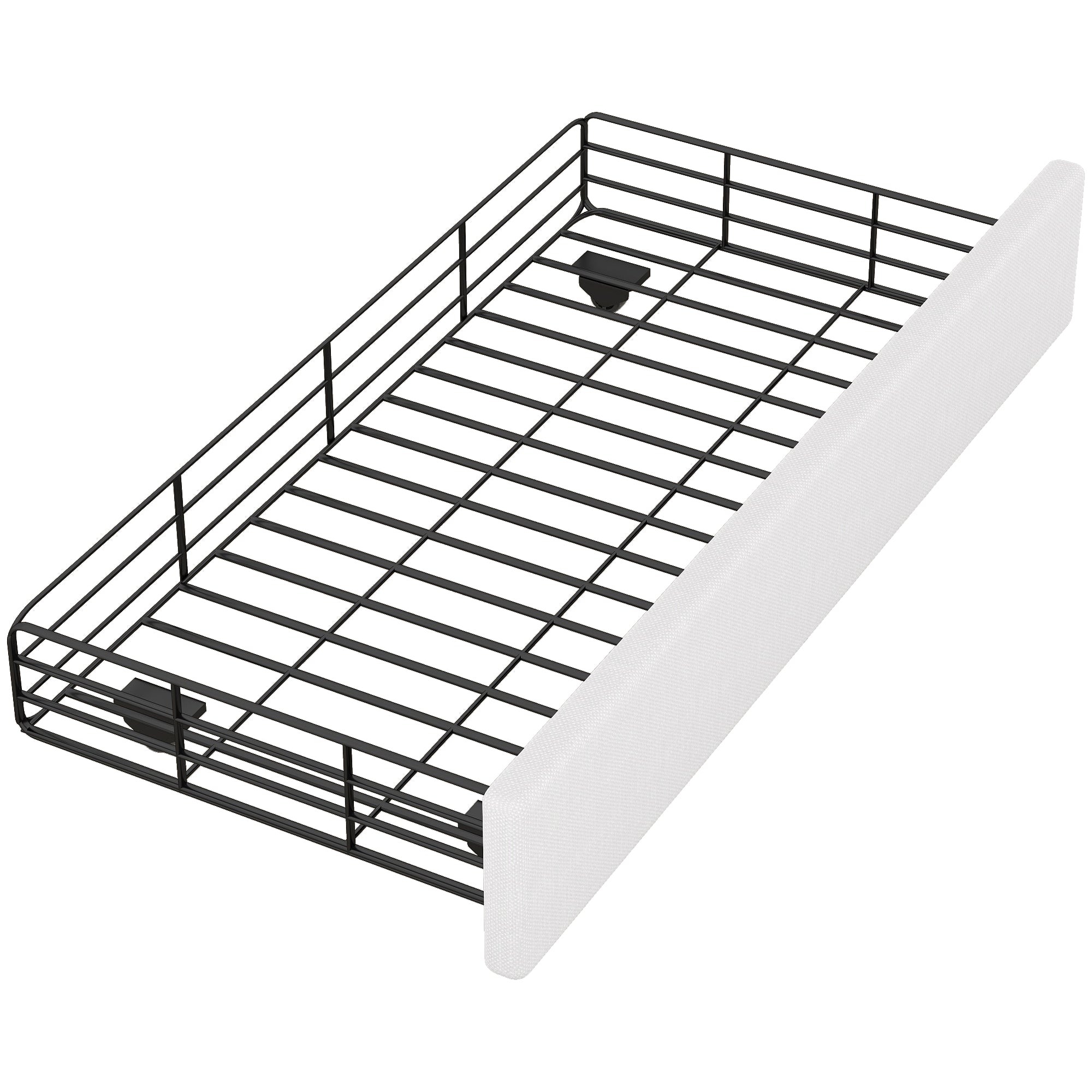 Logidon plat bed 90x200 cm lichtbeige gestoffeerd hoofdeinde met klinknagels