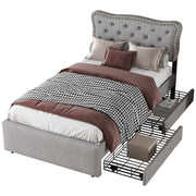 Logidon 90x200 cm gestoffeerd bed grijs met dubbele lades