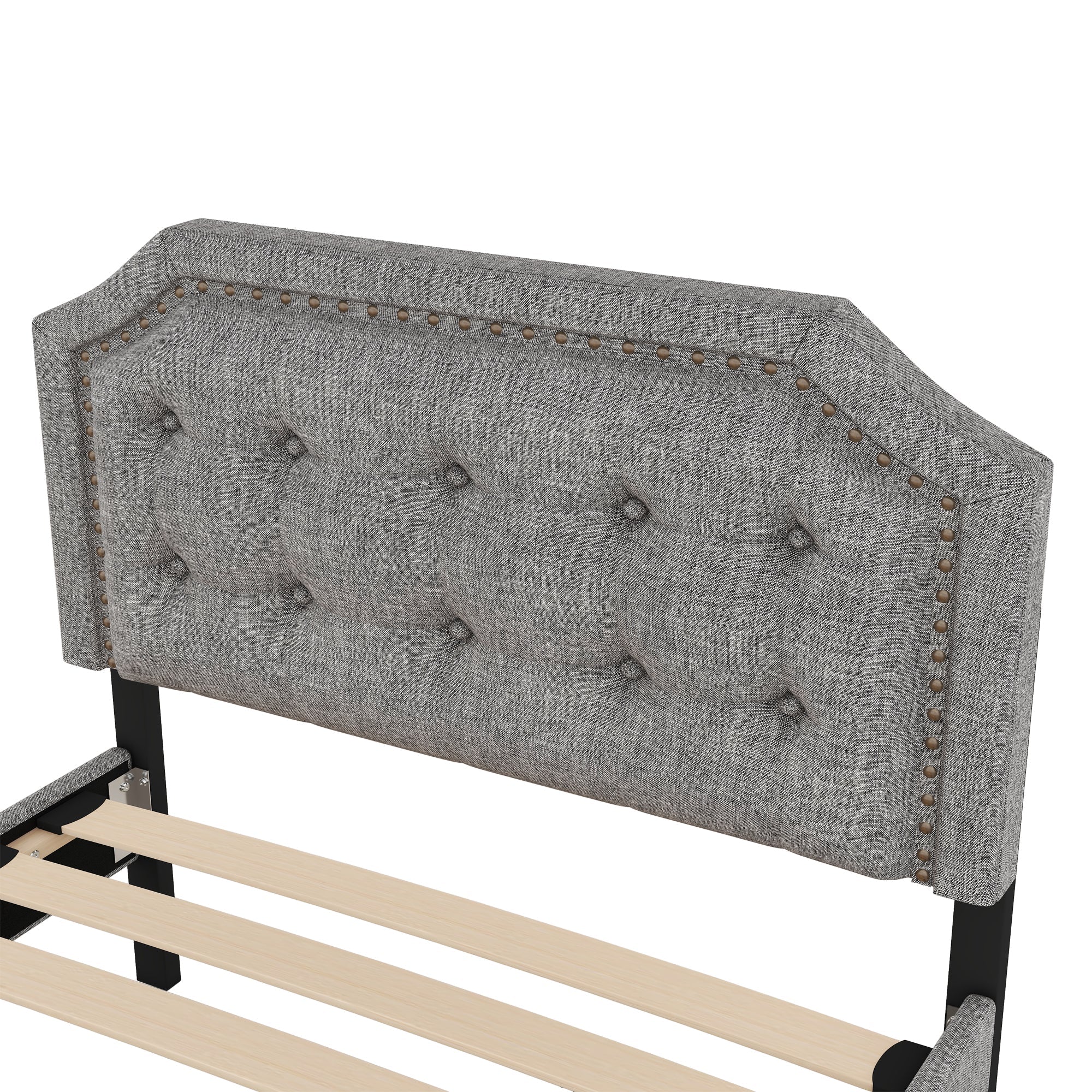 Logidon 90x200 cm gewatteerd bed grijs met opberglades
