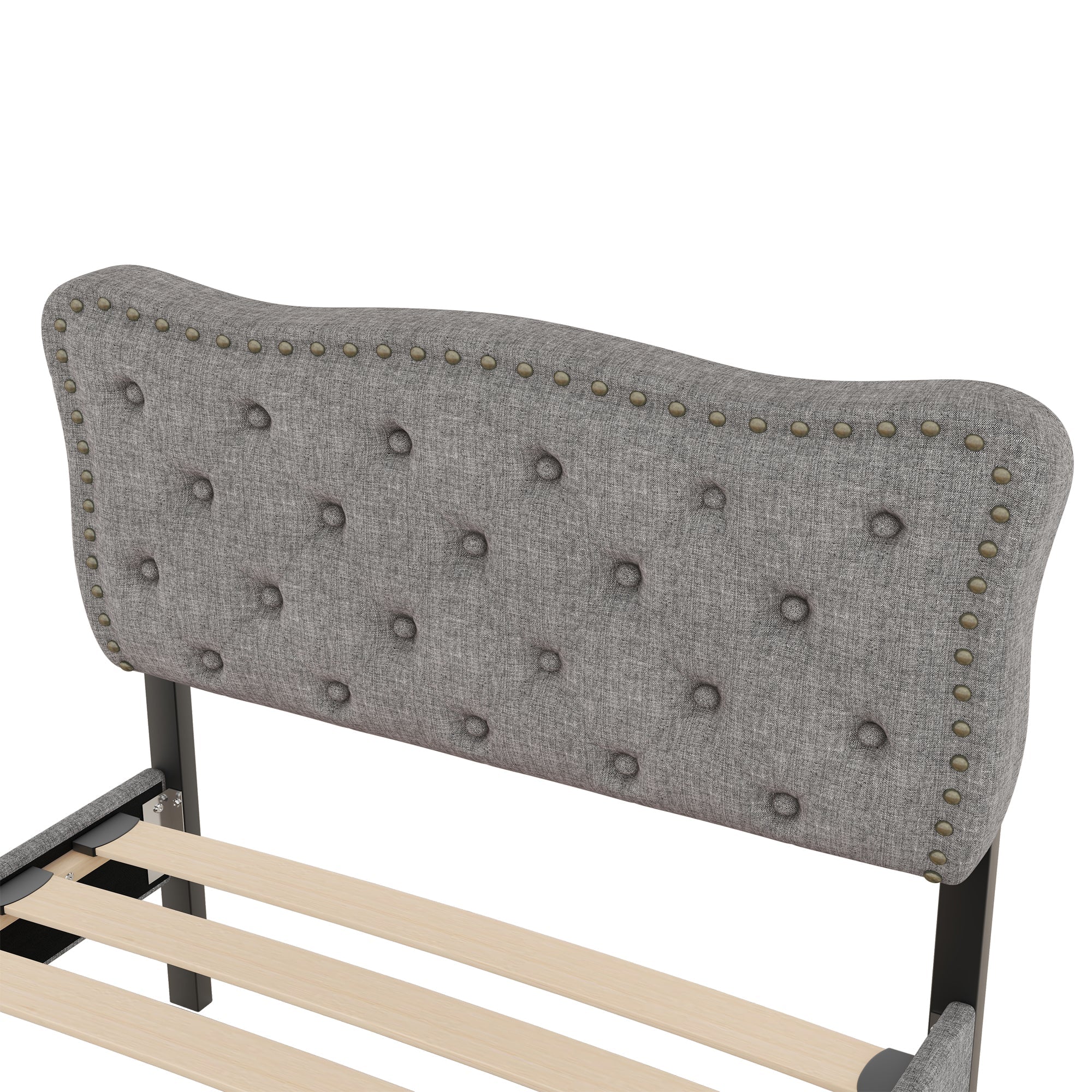 Logidon 90x200 cm gestoffeerd bed grijs met dubbele lades