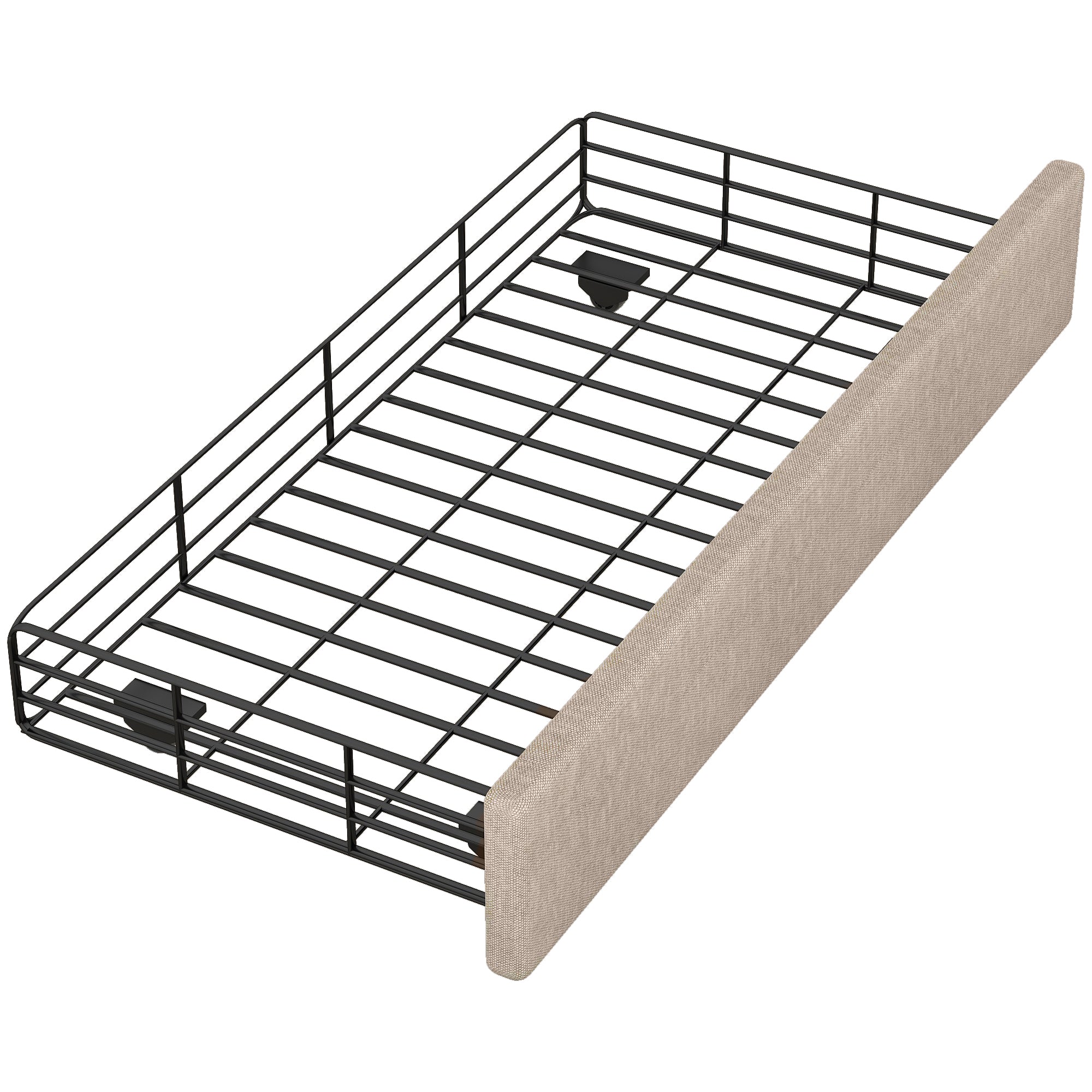 Logidon 90x200 cm stoffen bed beige met opbergruimte