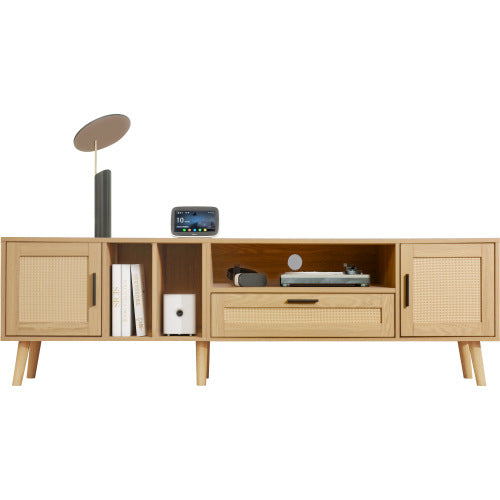 Logidon 180 cm TV-meubel Eiken met rotan decoratie, 2 deuren