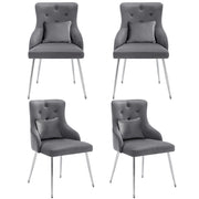 Logidon Set of 4 Dining Room Chairs Button Pattern Padded Chairs Gray