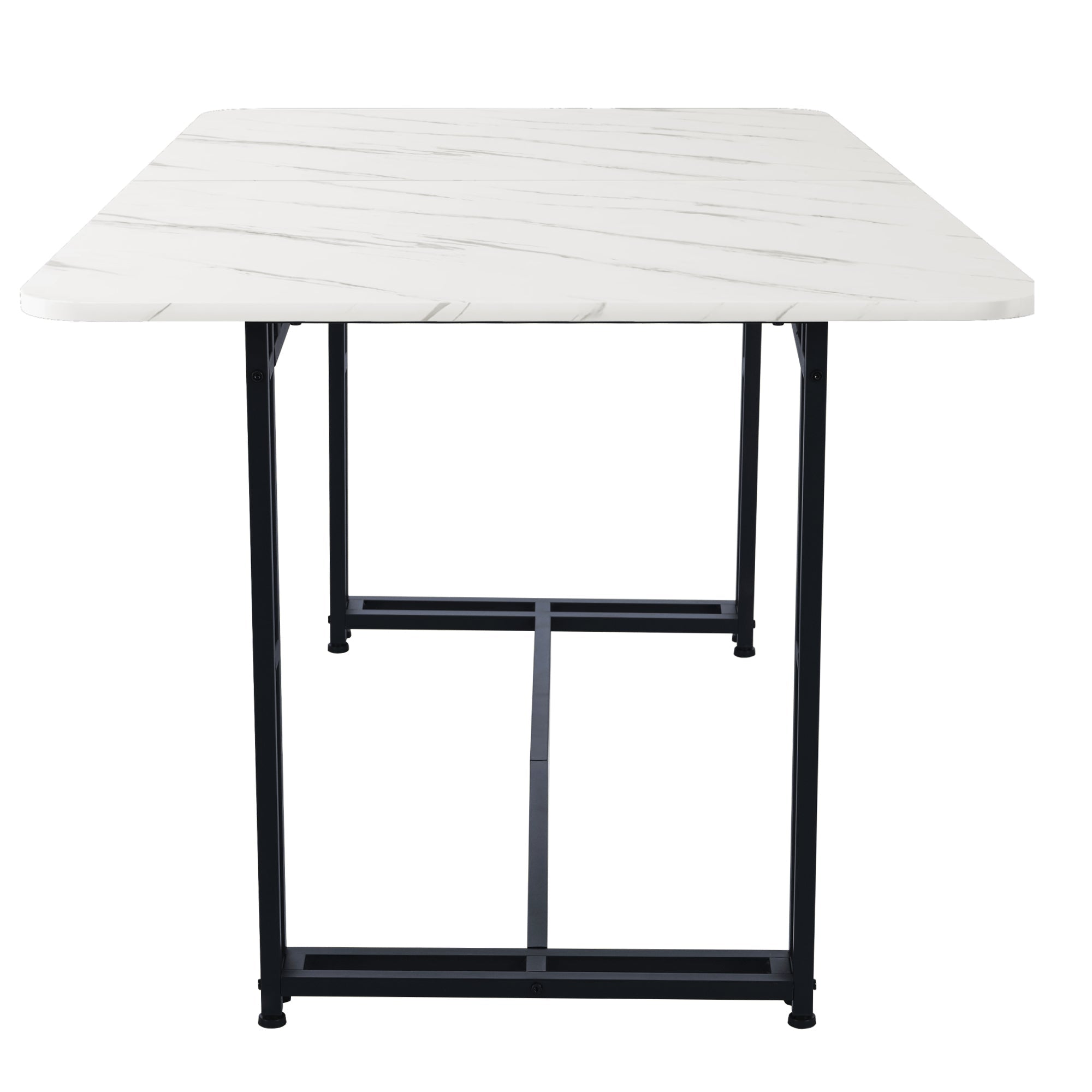 Logidon eettafel 140x80cm marmerlook metalen poten wit zwart