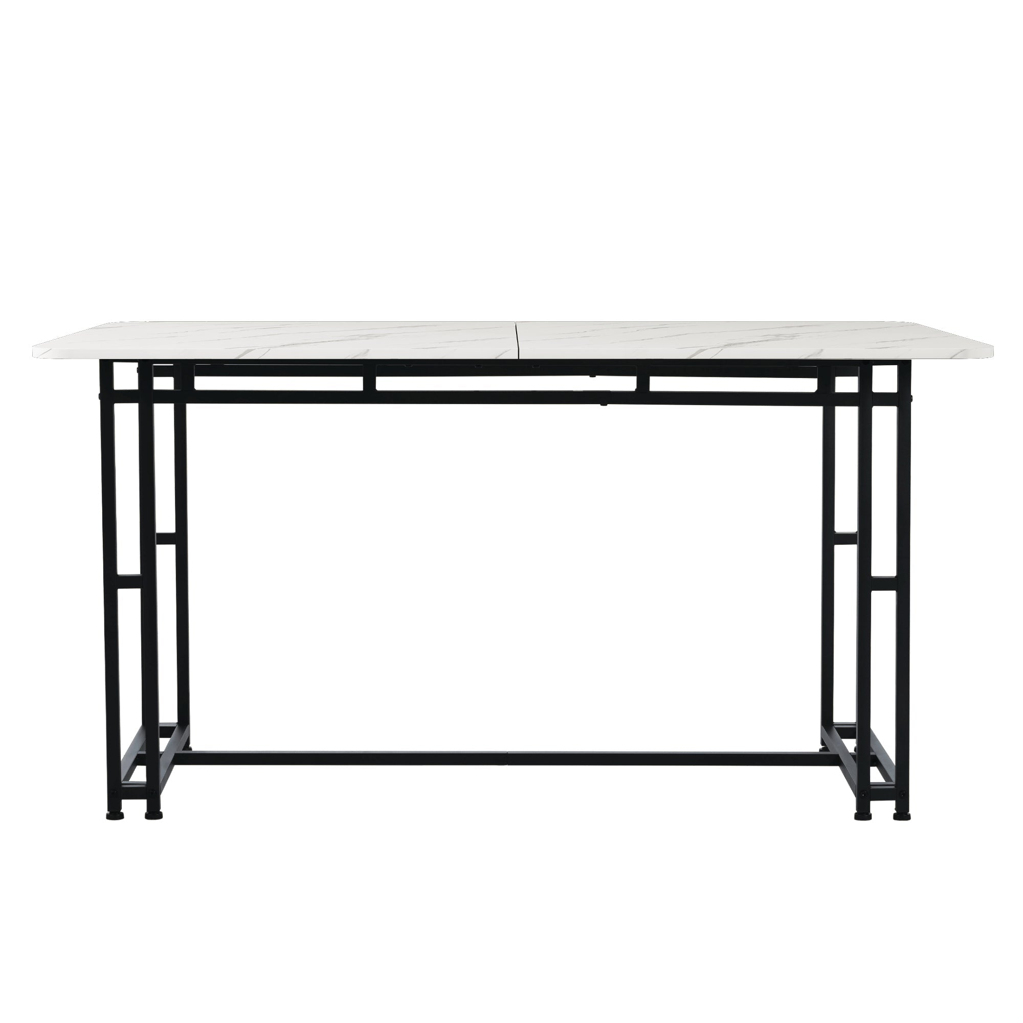 Logidon eettafel 140x80cm marmerlook metalen poten wit zwart