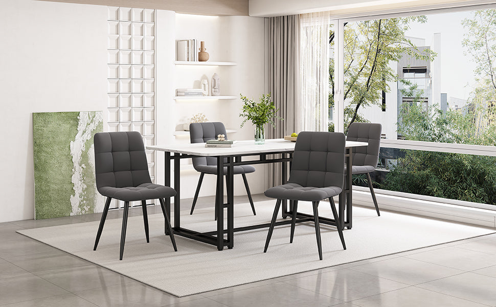 Logidon eettafel 140x80cm marmerlook metalen poten wit zwart
