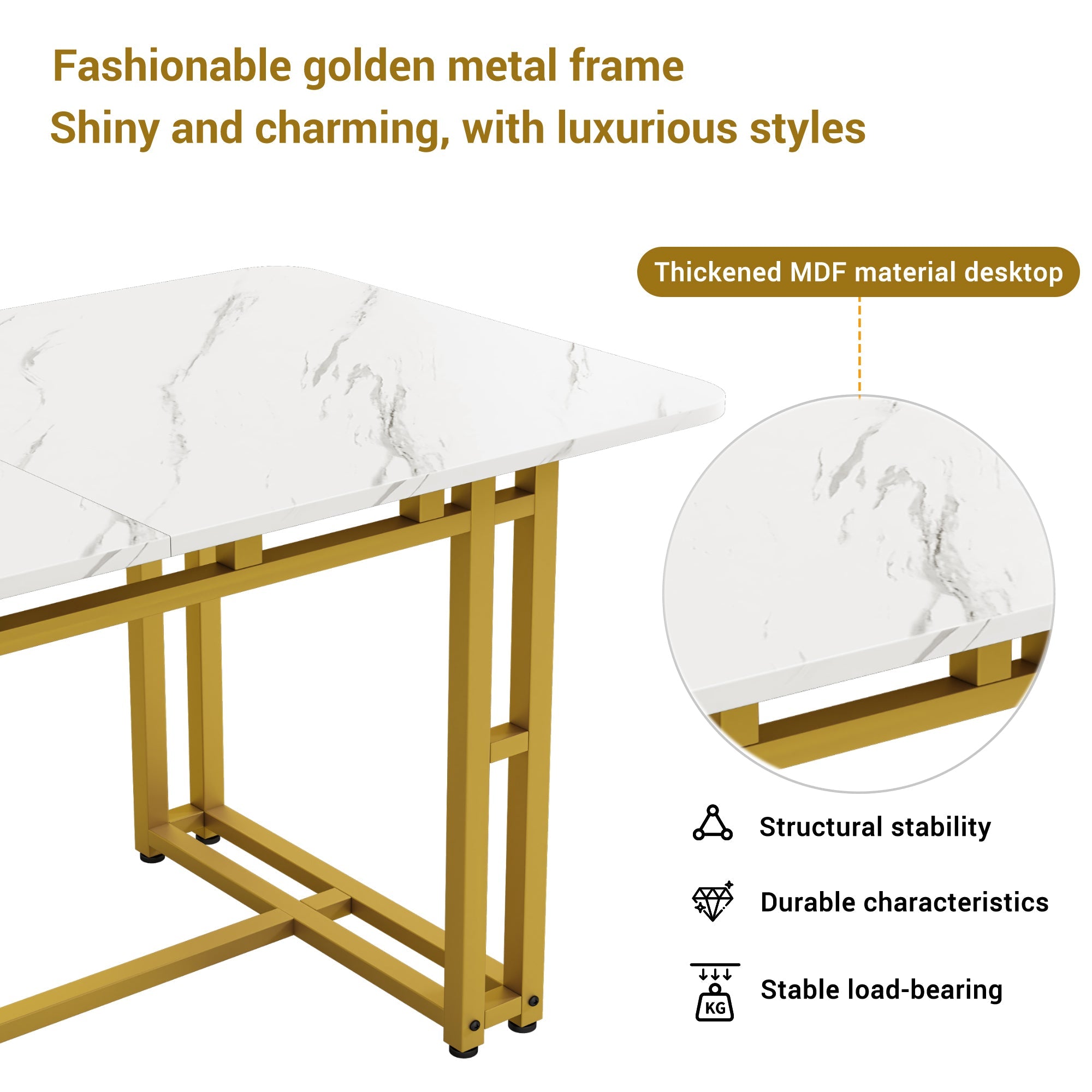 Logidon eettafel 120x70 cm set met gouden frame groen fluwelen stoelen