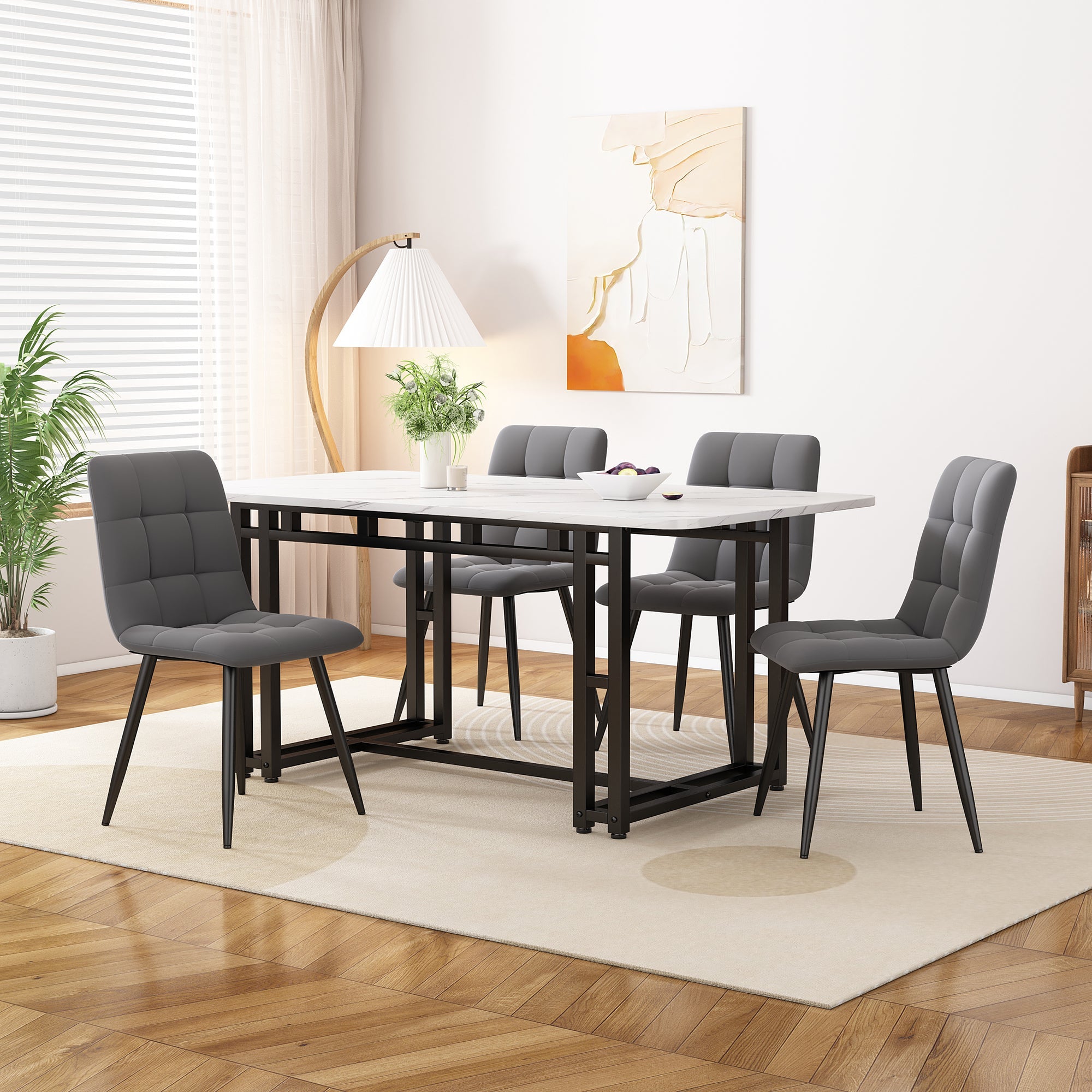 Logidon 120x70 cm lichte luxe eettafel met zwarte metalen poten