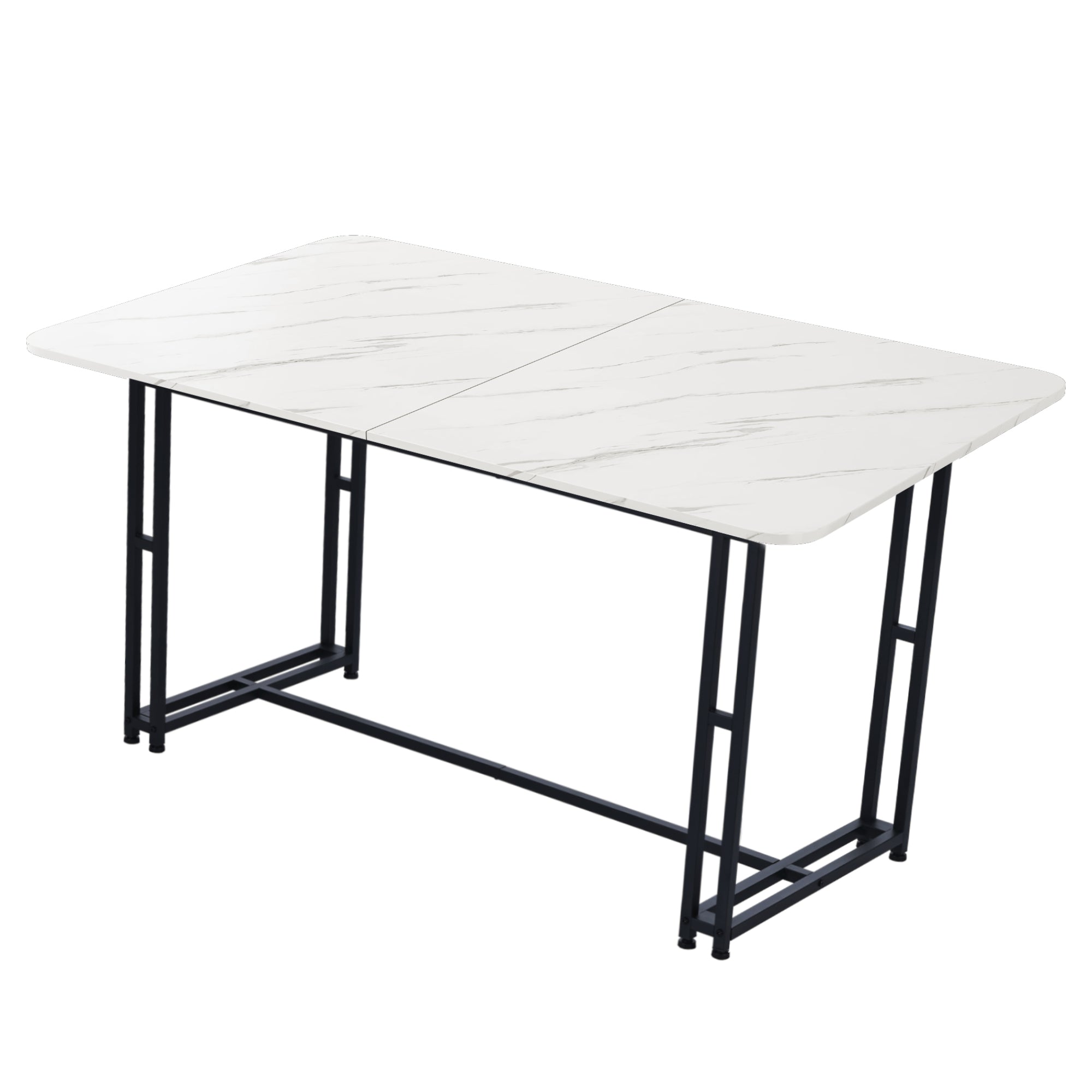 Logidon eettafel 140x80cm marmerlook metalen poten wit zwart
