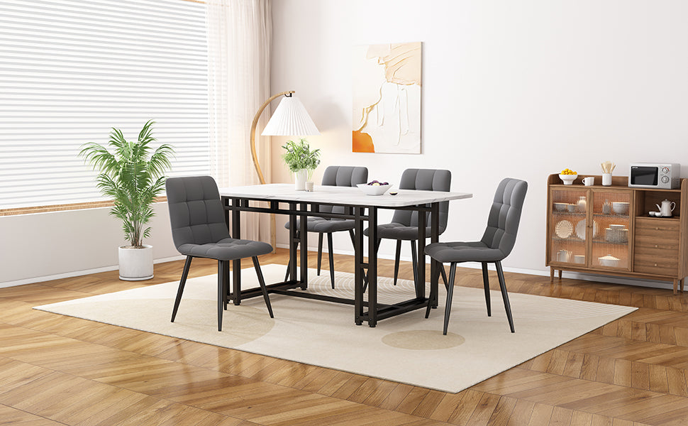 Logidon 120x70 cm lichte luxe eettafel met zwarte metalen poten
