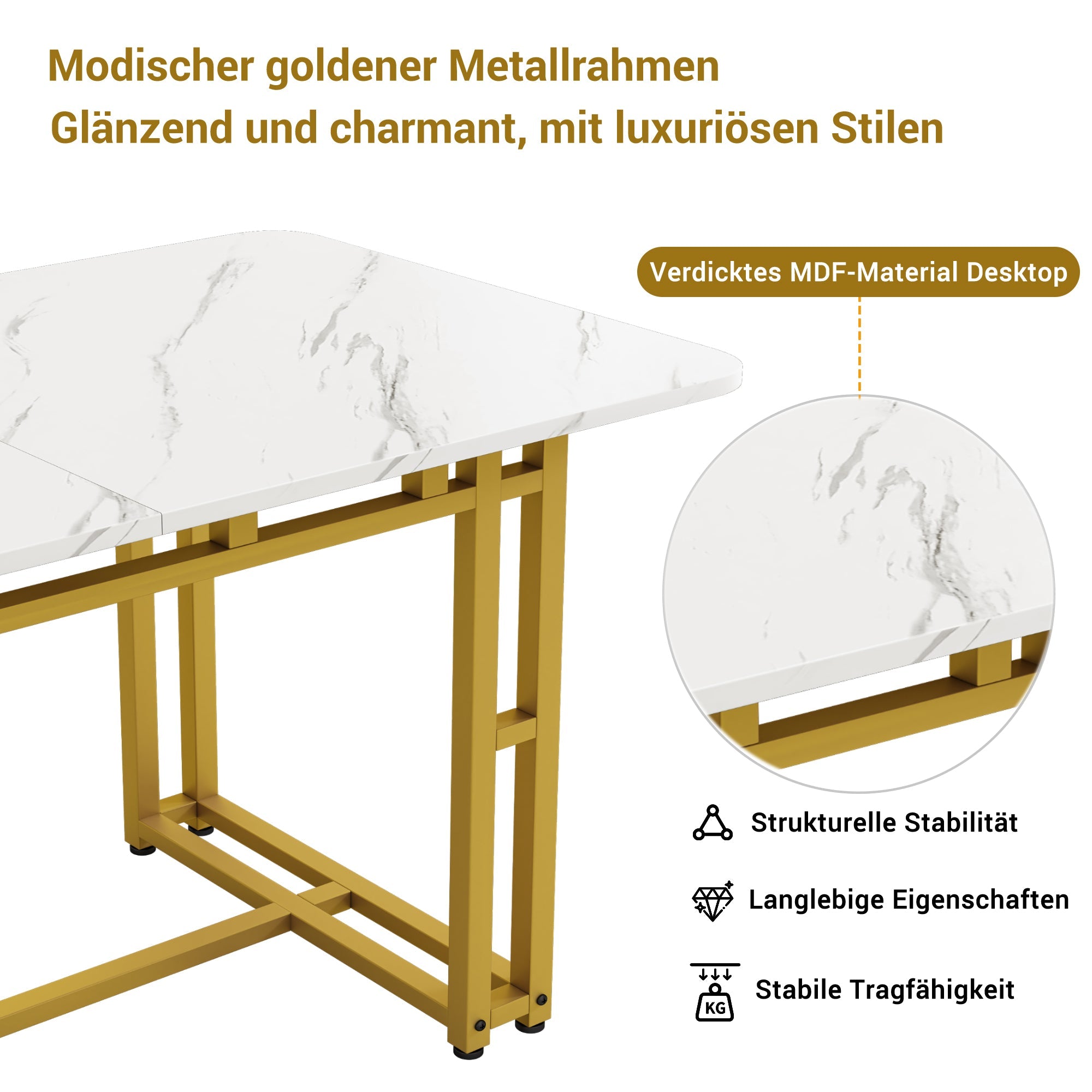 Logidon eettafel 120x70 cm set met gouden frame groen fluwelen stoelen
