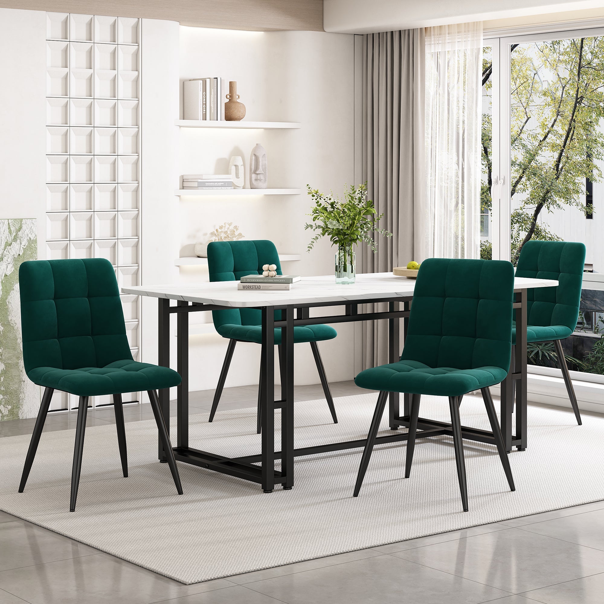 Logidon 140x80cm eettafelset zwart met 4 stoelen modern design