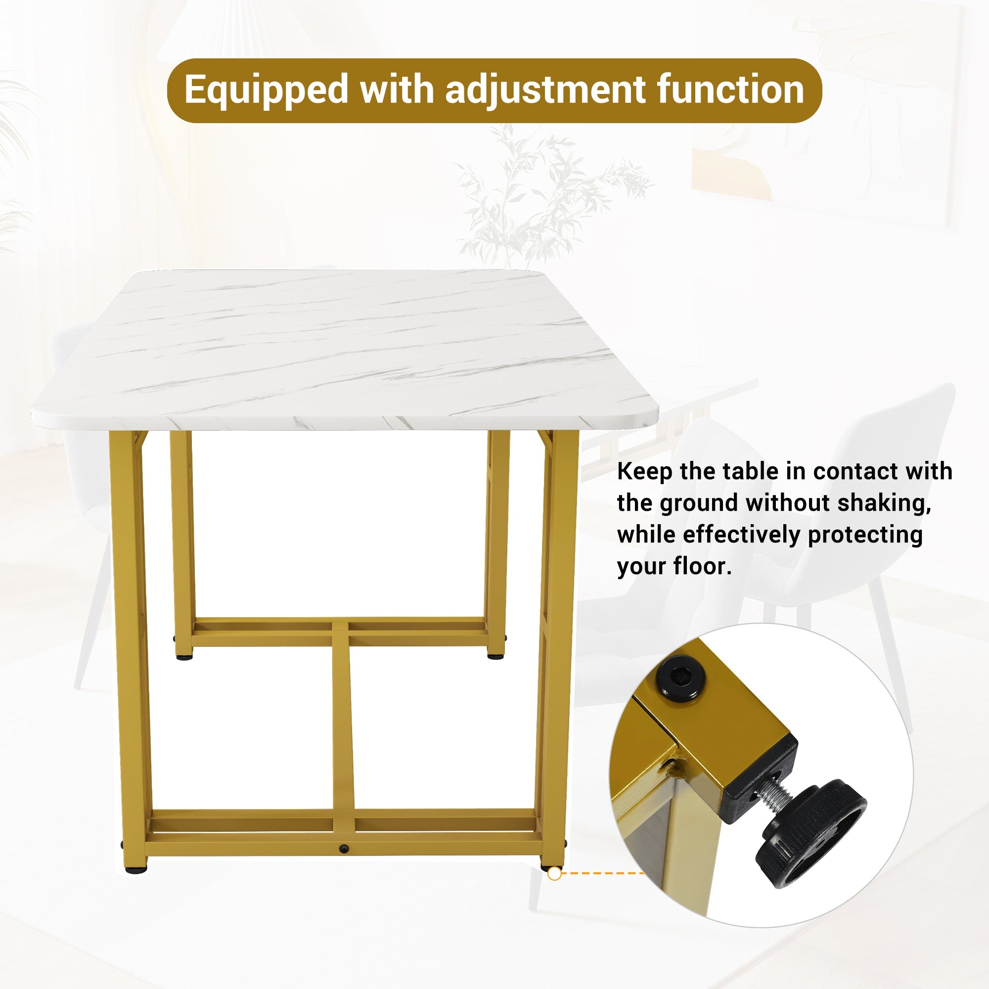 Logidon eettafel 120x70 cm set met gouden frame groen fluwelen stoelen