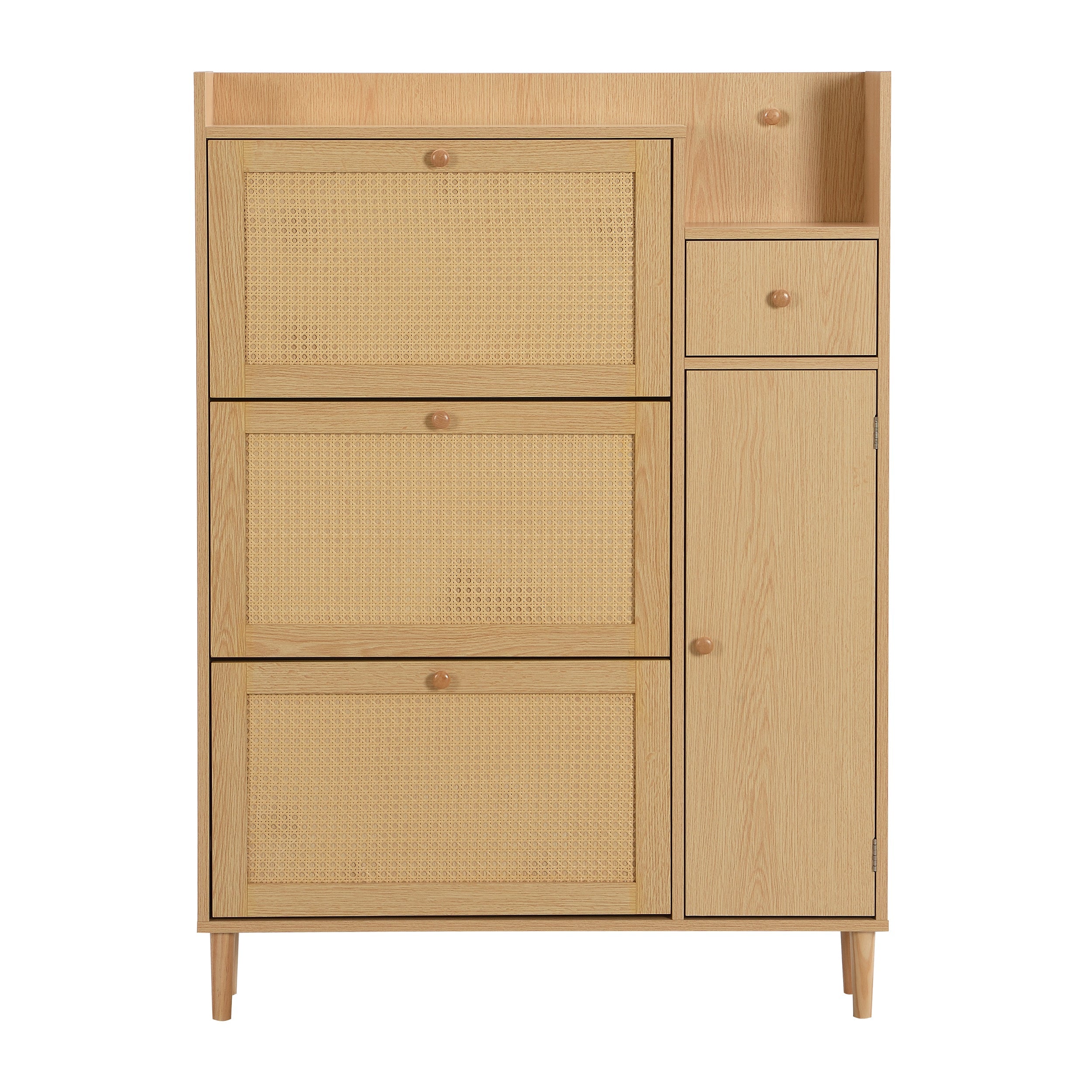 Logidon schoenenkast rotan compact voor smalle ingangen B90 H125 D17 cm
