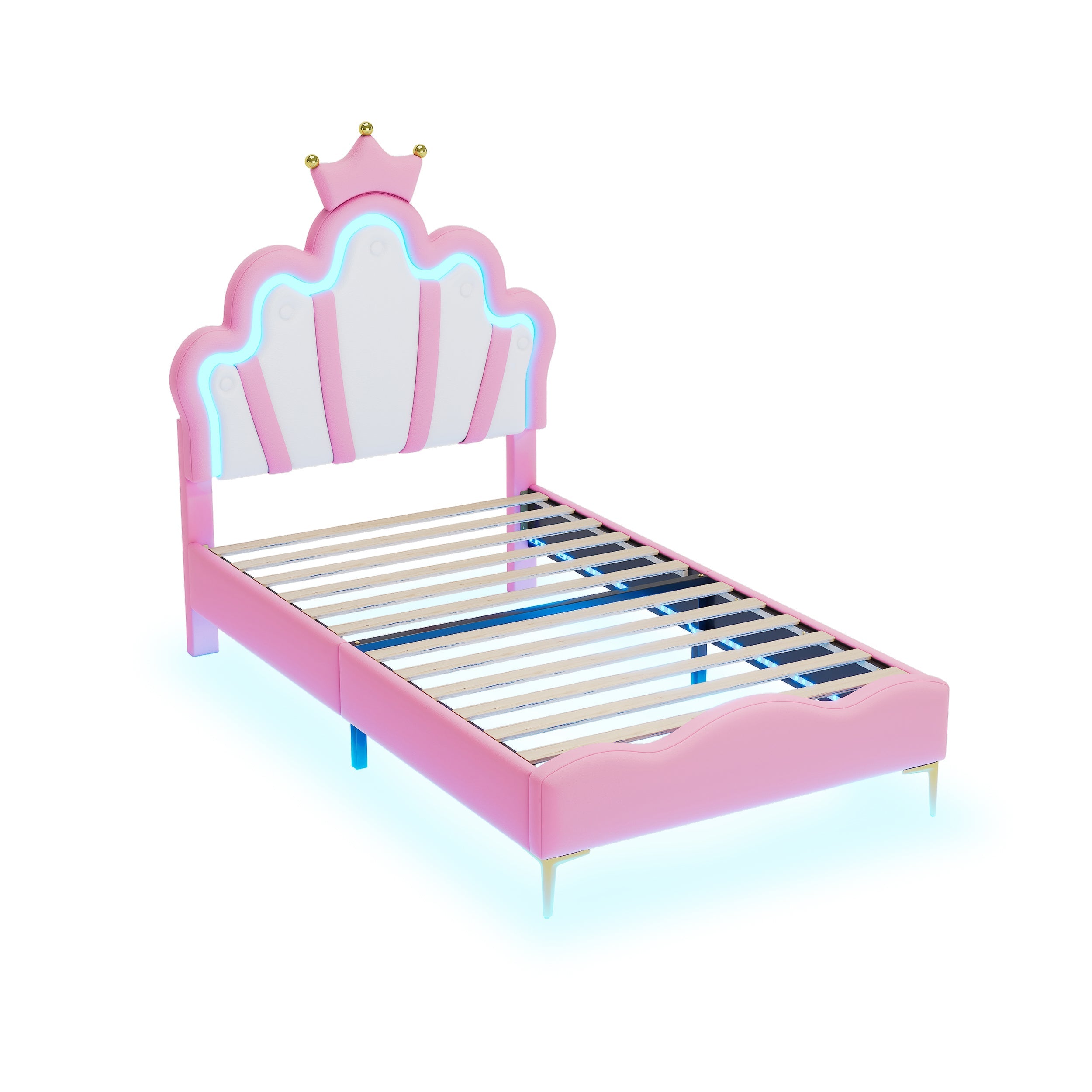 Logidon Crown Prince Bed 90x200 cm Roze met LED-lichtstrips