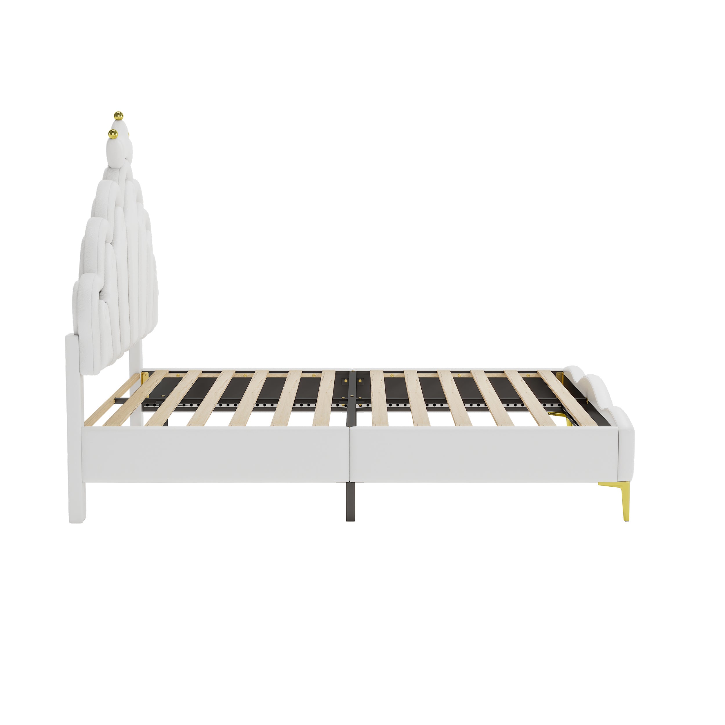 Logidon Kroonbed Prinsessenbed 140x200 cm Witte LED-lichtstrips