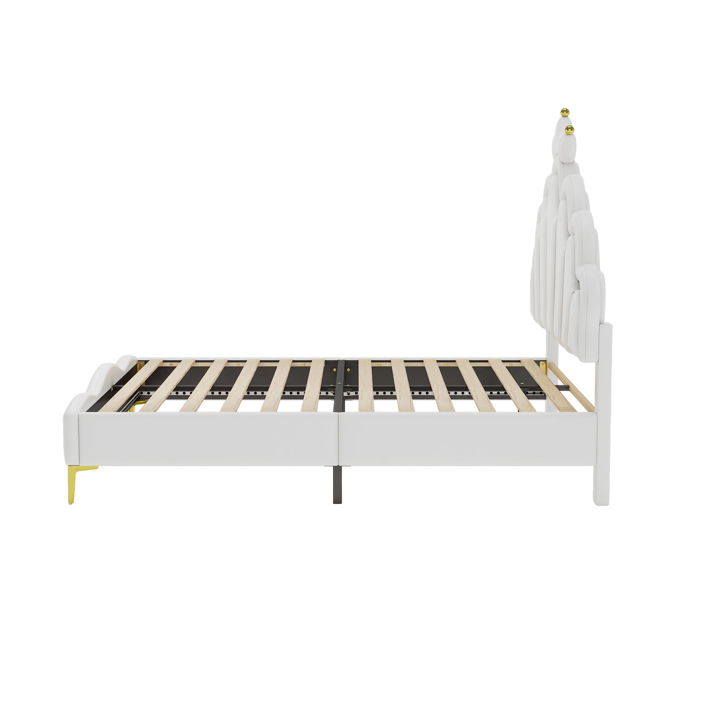 Logidon Kroonbed Prinsessenbed 140x200 cm Witte LED-lichtstrips