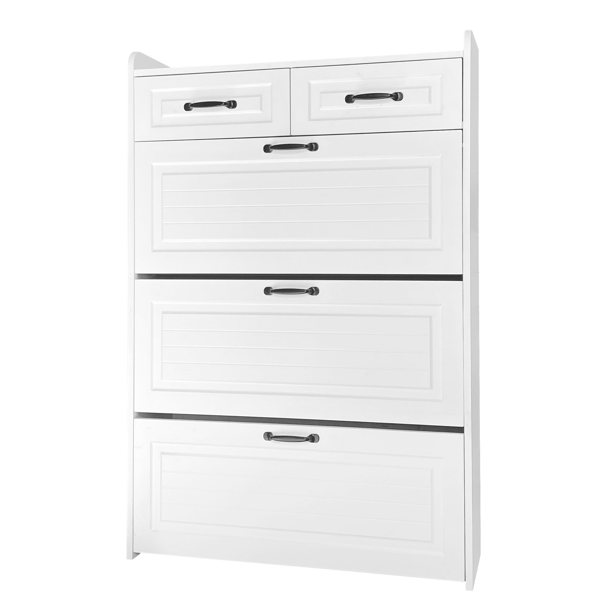 Logidon schoenenkast wit hout met drie kleppen en twee lades