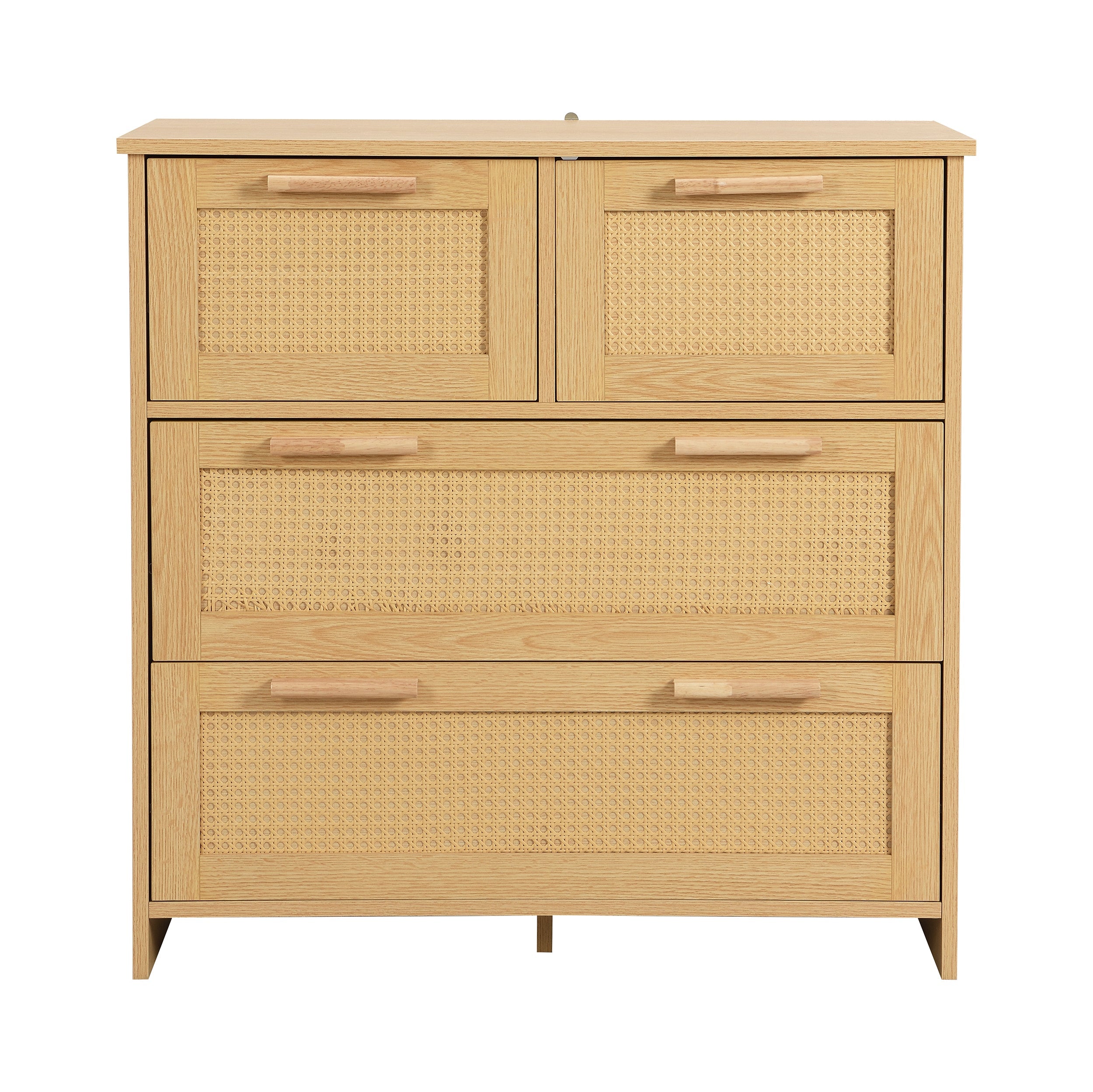Logidon rotan kast met 4 laden en massief houten handgrepen B80xH80xD38