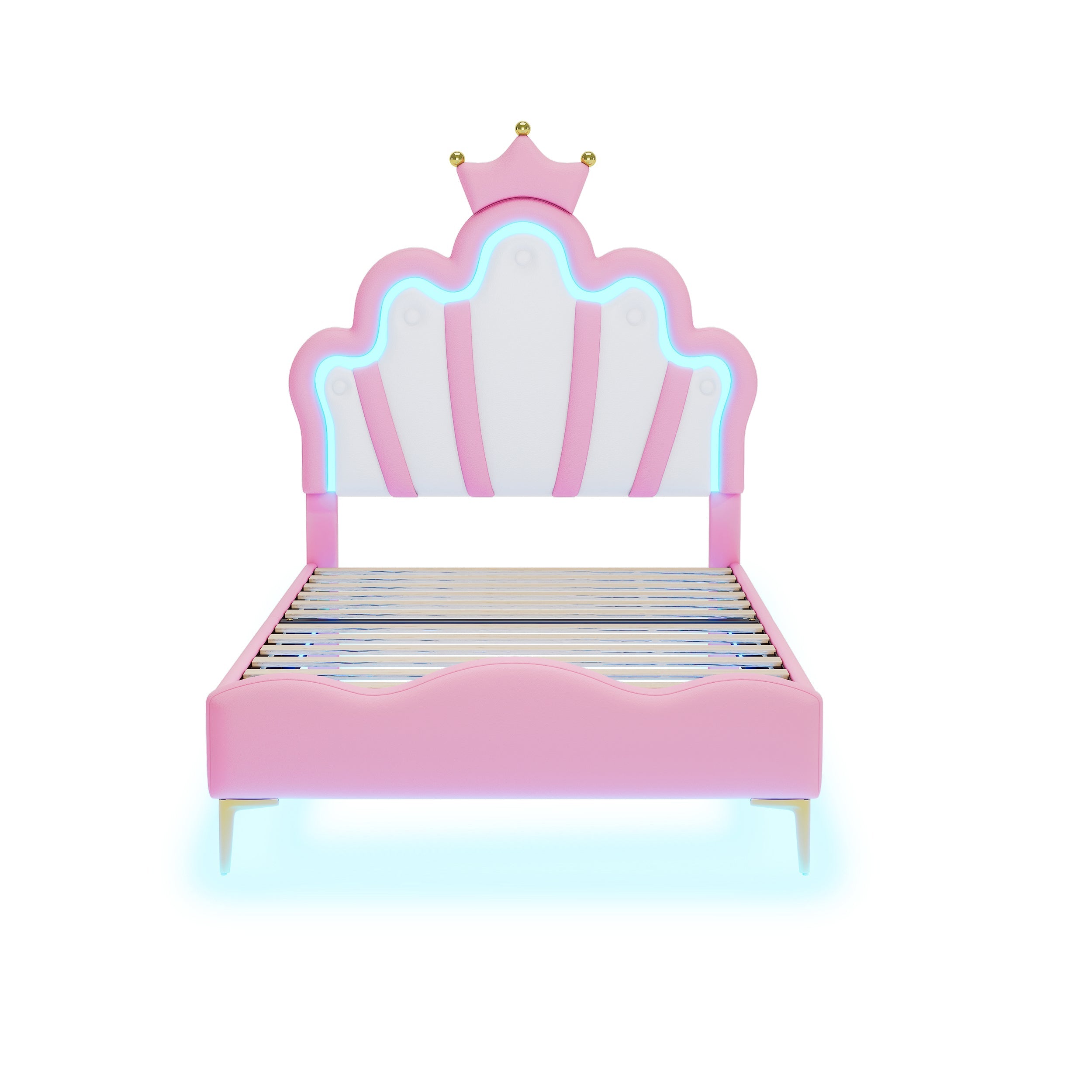 Logidon Crown Prince Bed 90x200 cm Roze met LED-lichtstrips