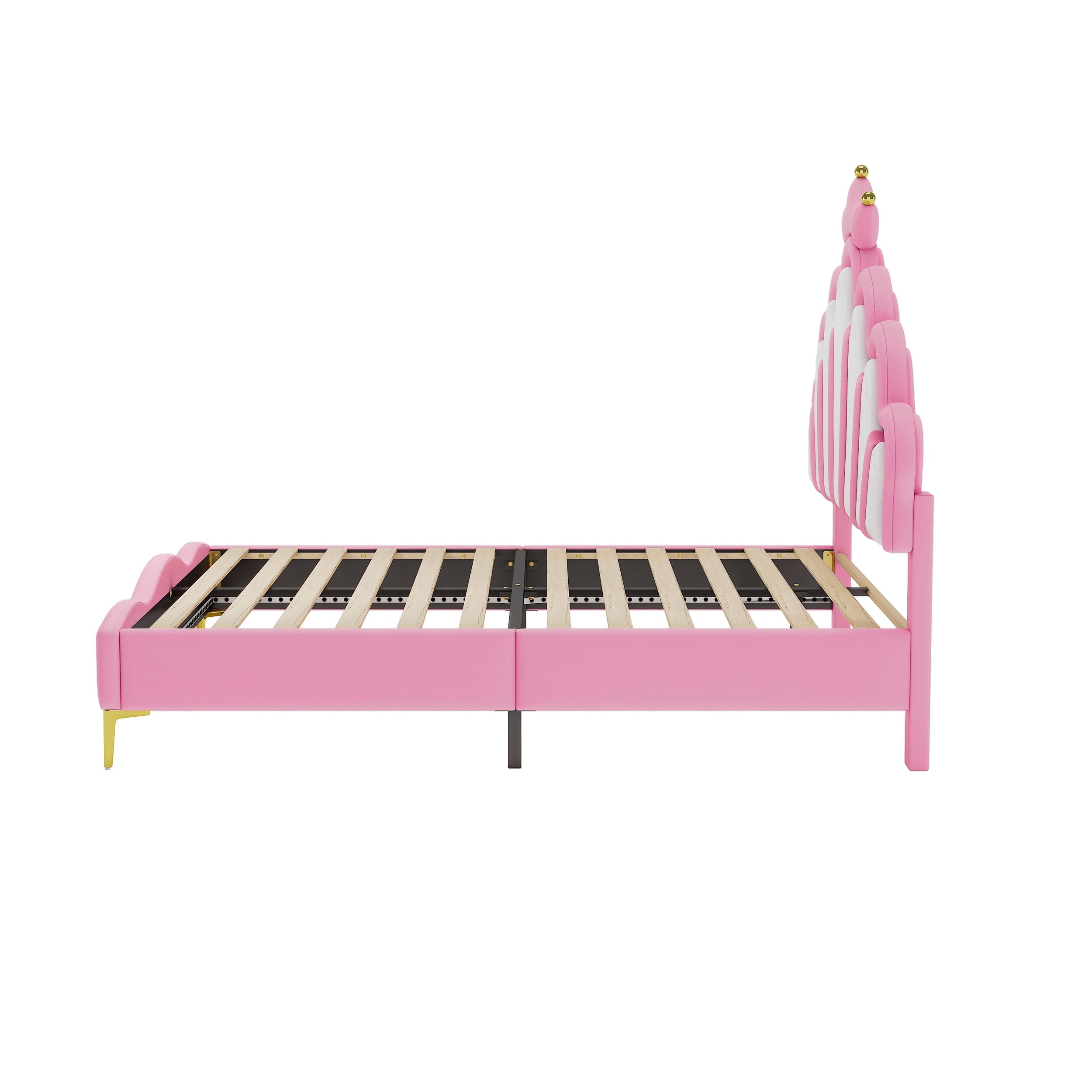 Logidon Princess bed 140x200 roze kroon hoofdeinde LED-verlichting