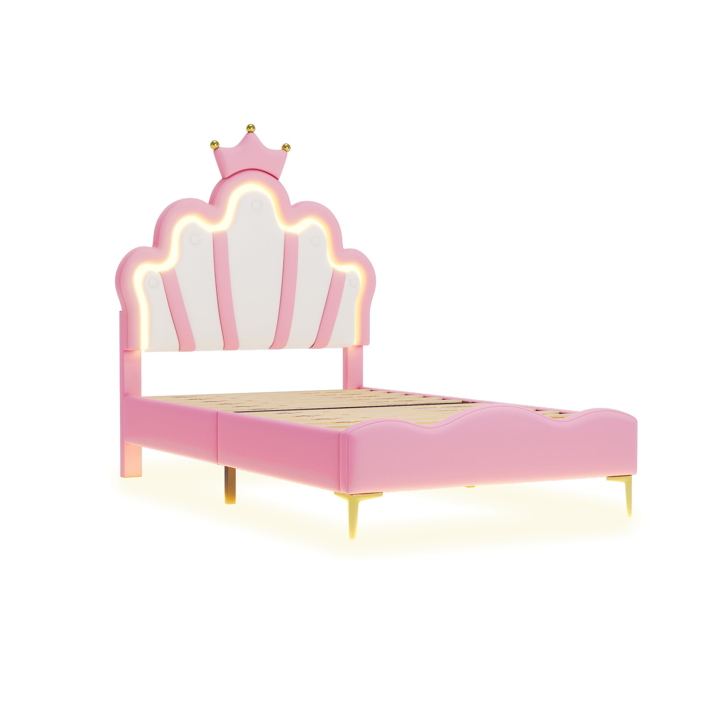Logidon Crown Prince Bed 90x200 cm Roze met LED-lichtstrips