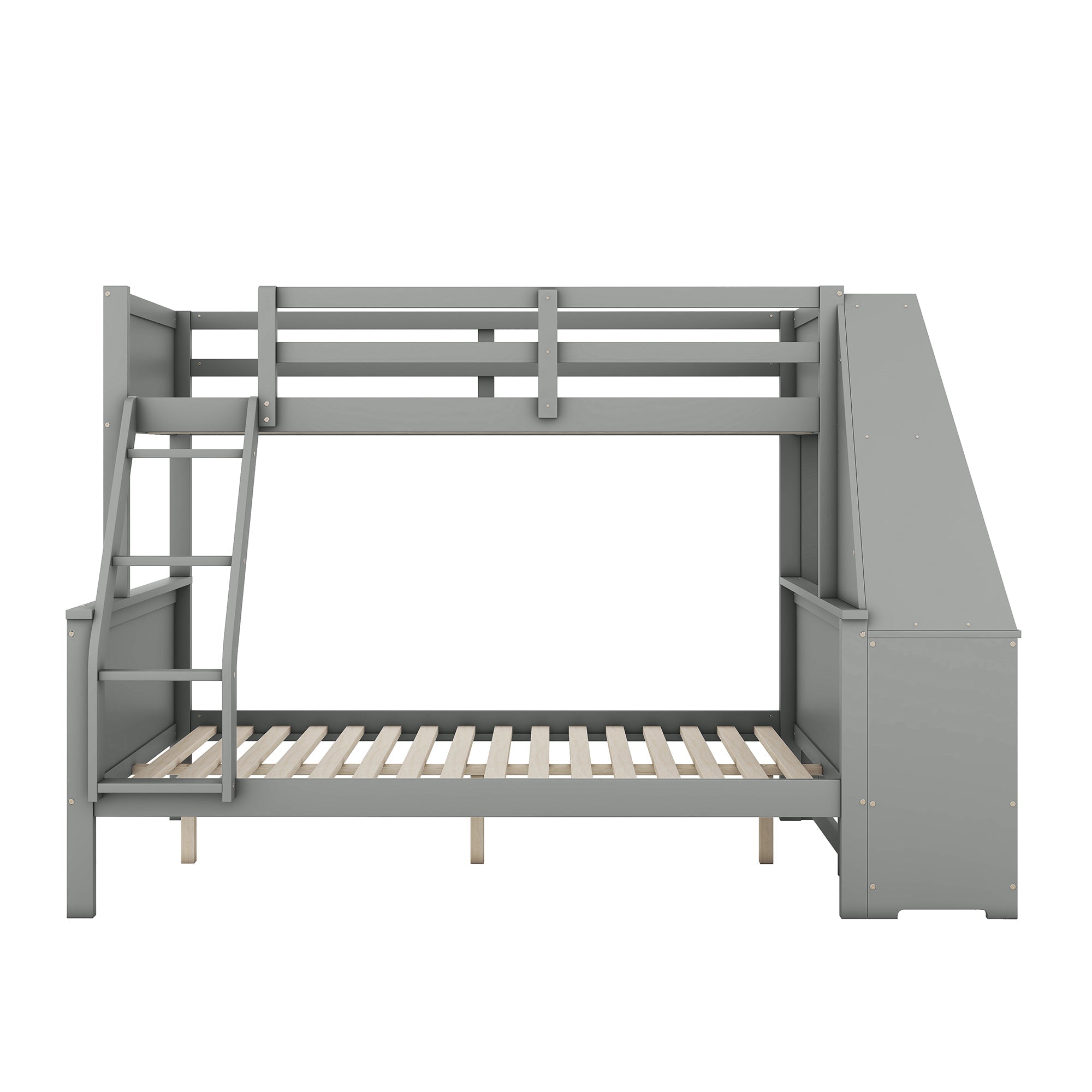 Logidon Bunk Bed With Table Large Storage Space Gray 90x200 cm