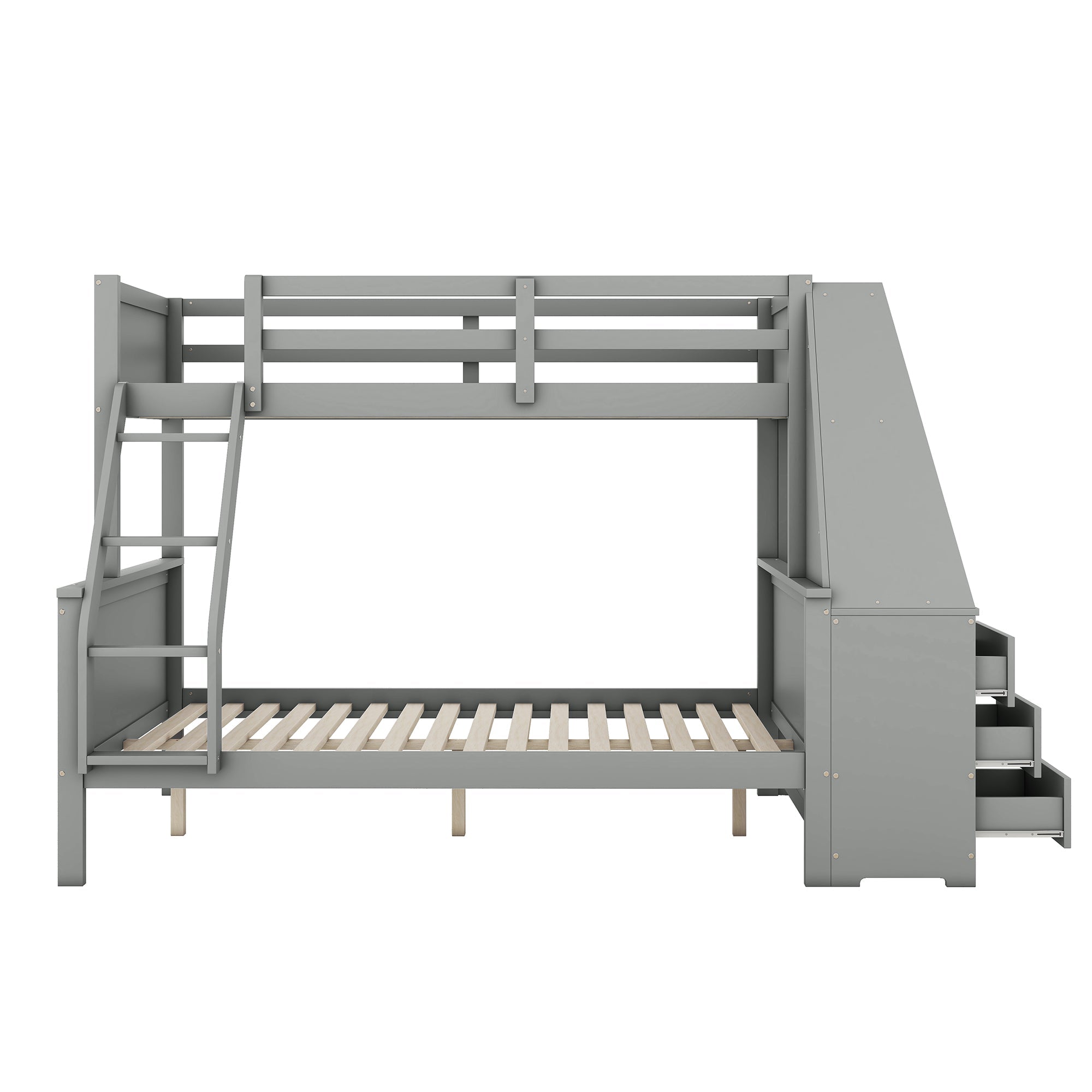 Logidon Bunk Bed With Table Large Storage Space Gray 90x200 cm